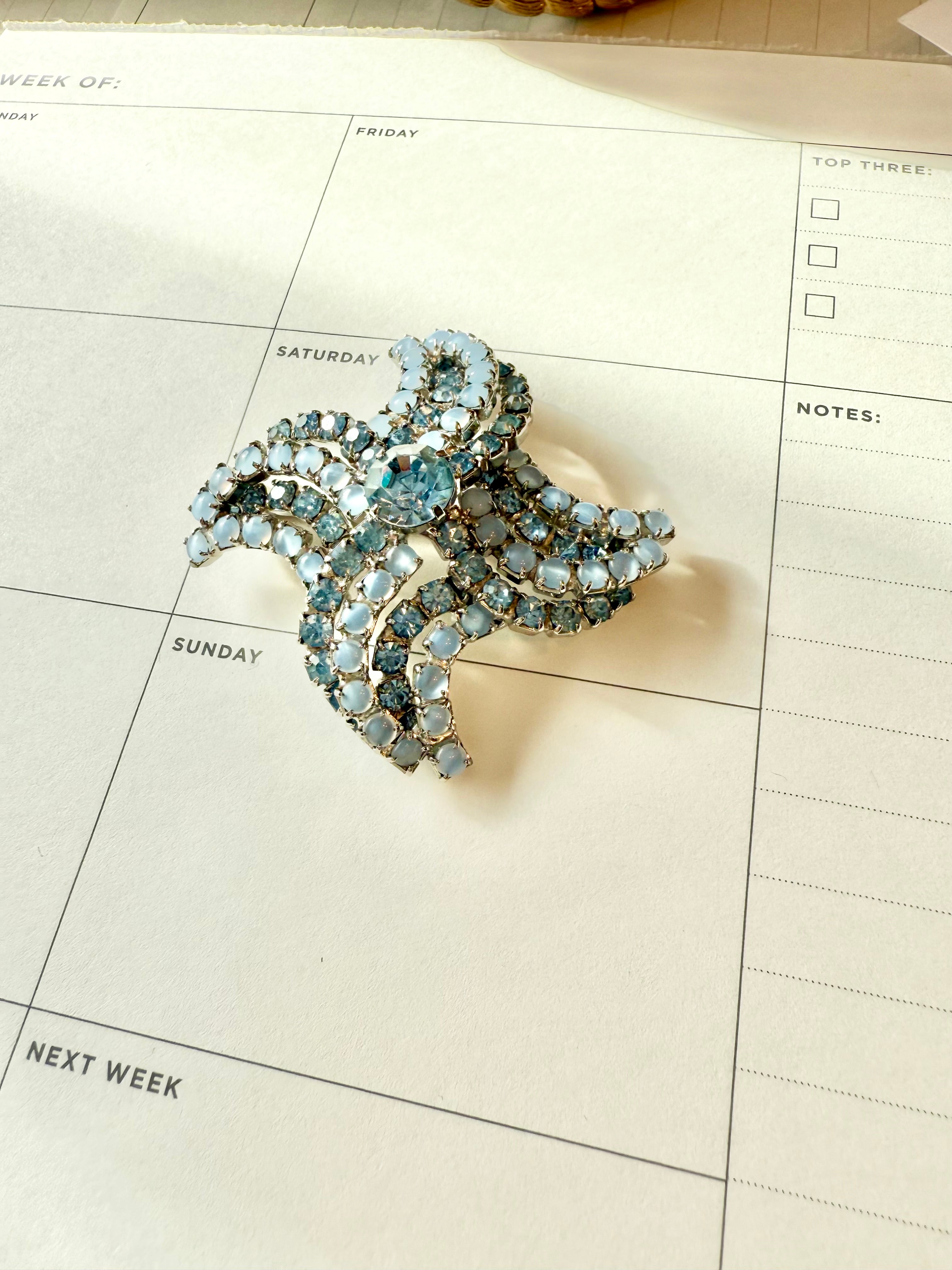 1960's divine monochromatic blue brooch.... so glamorous