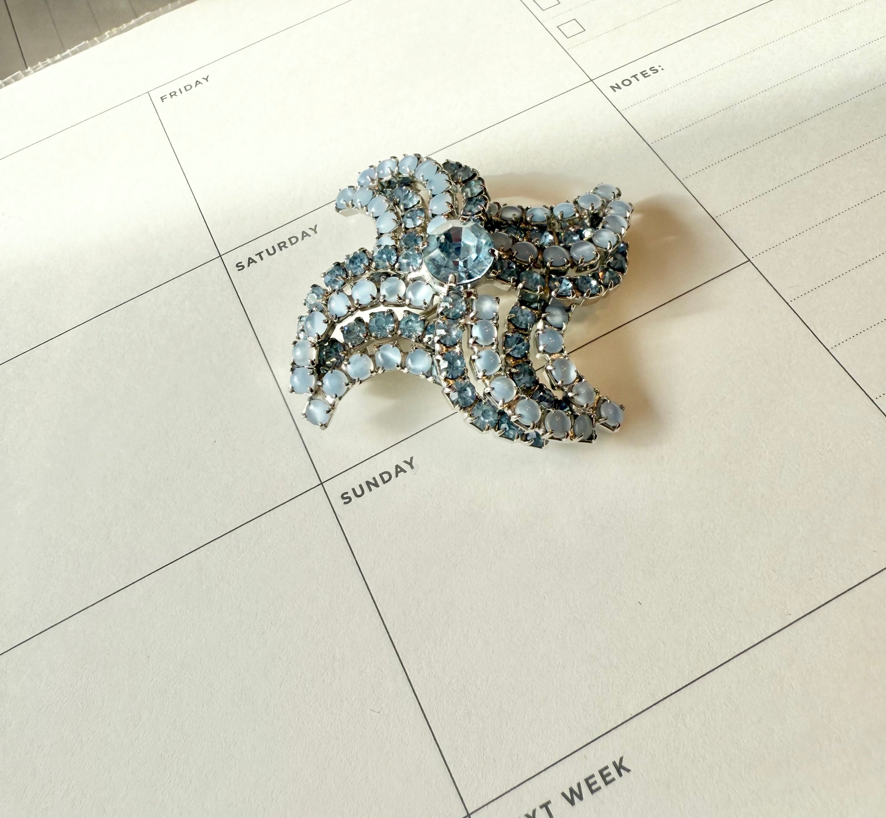 1960's divine monochromatic blue brooch.... so glamorous