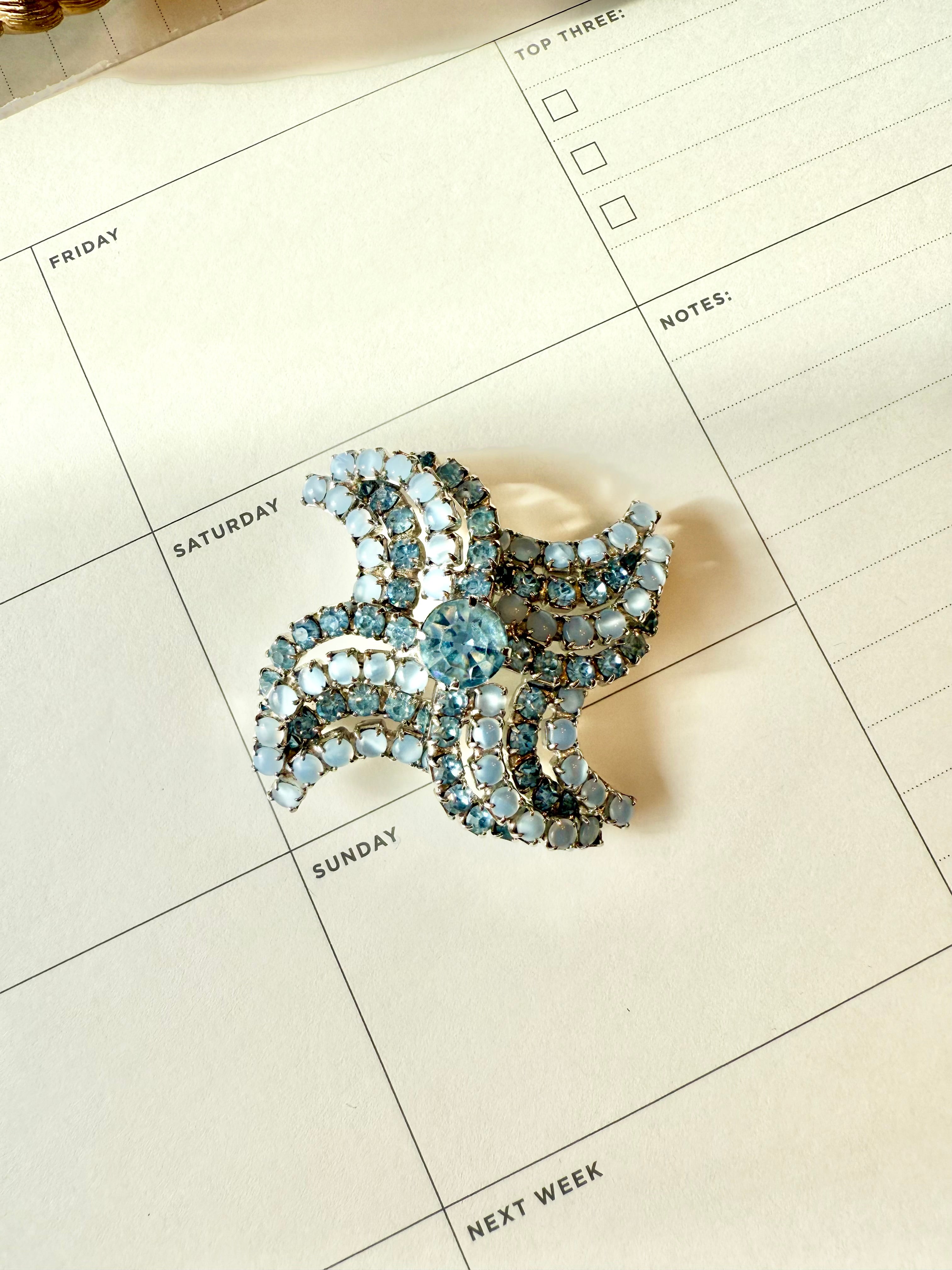 1960's divine monochromatic blue brooch.... so glamorous