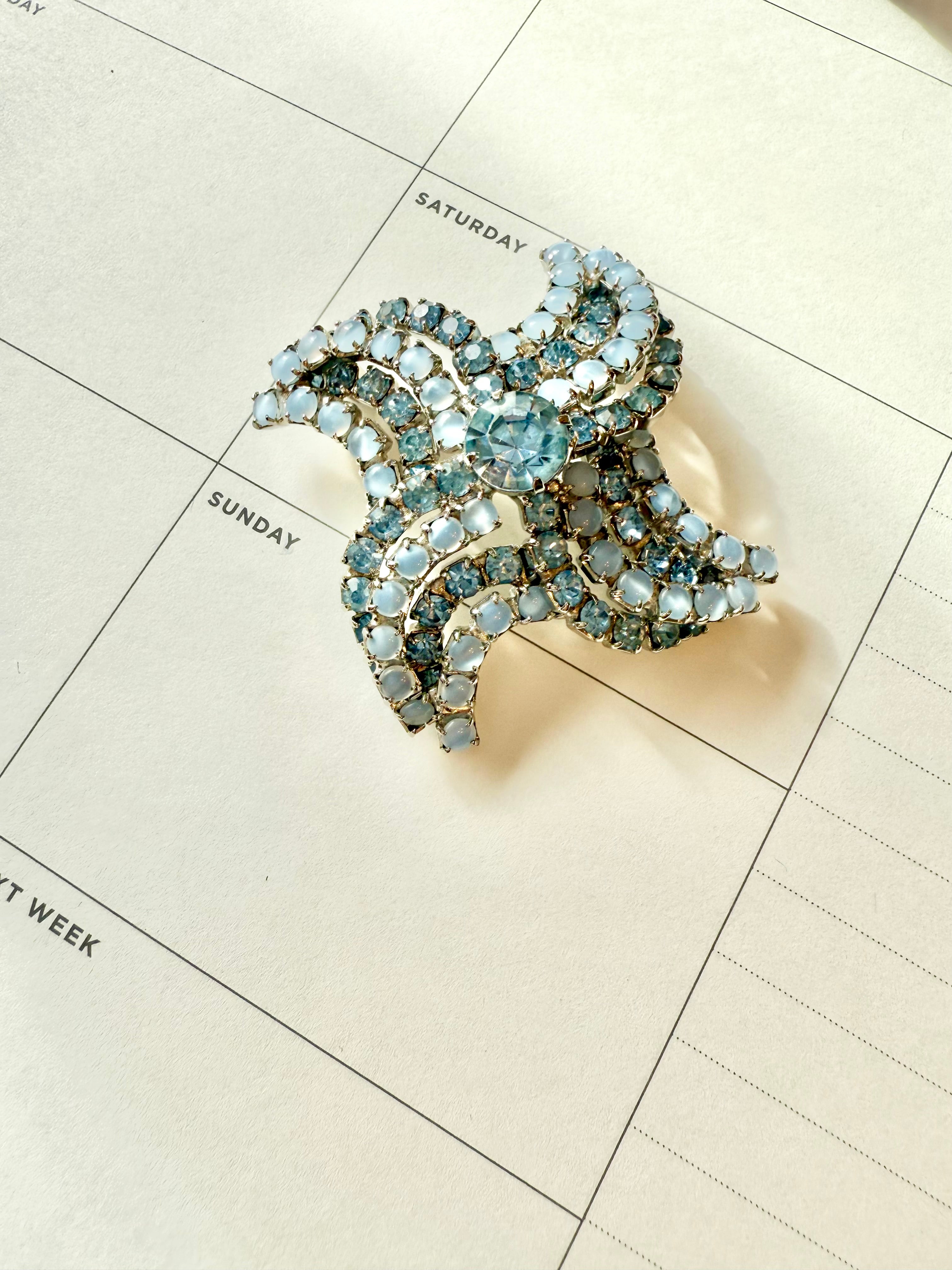 1960's divine monochromatic blue brooch.... so glamorous