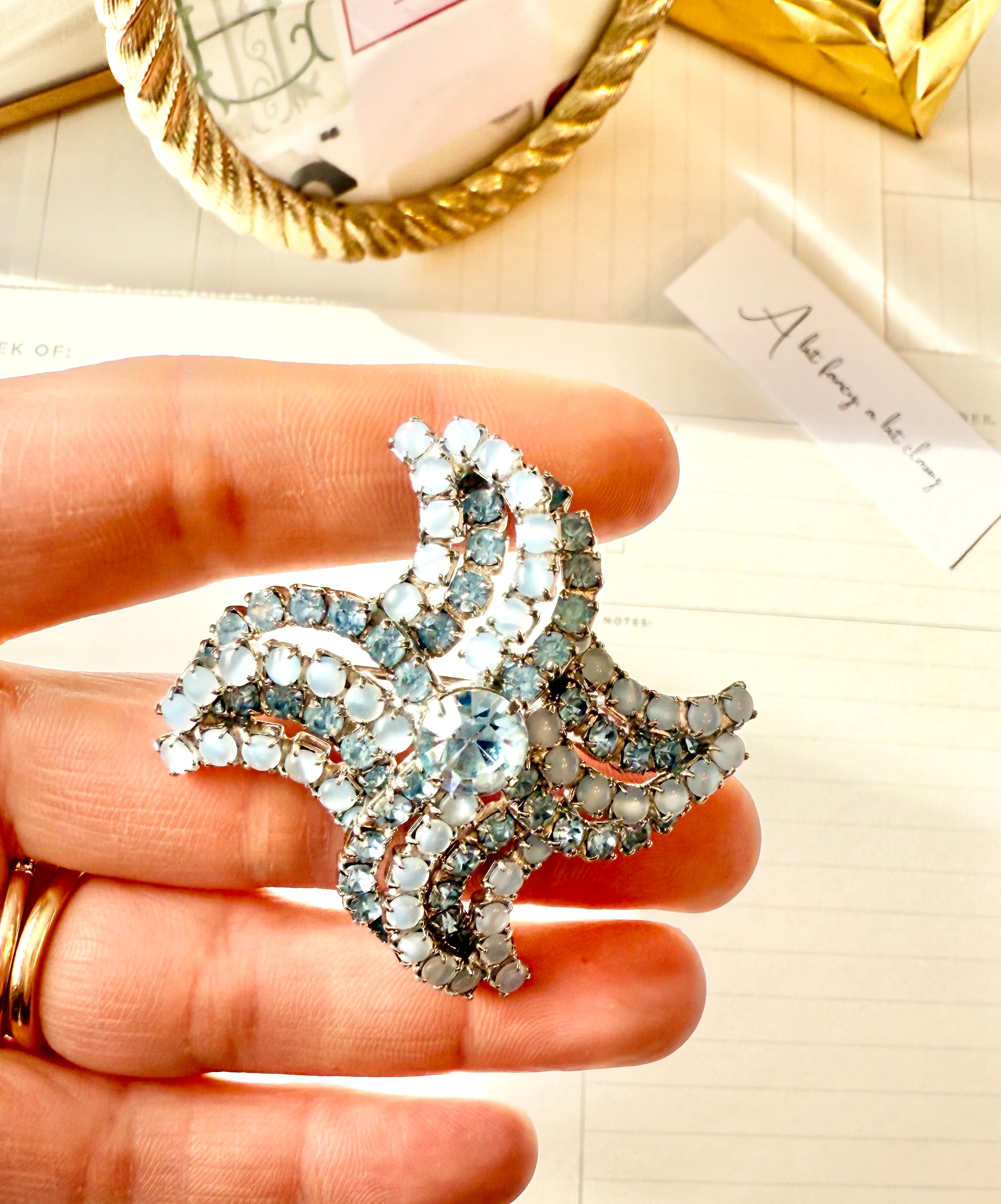 1960's divine monochromatic blue brooch.... so glamorous