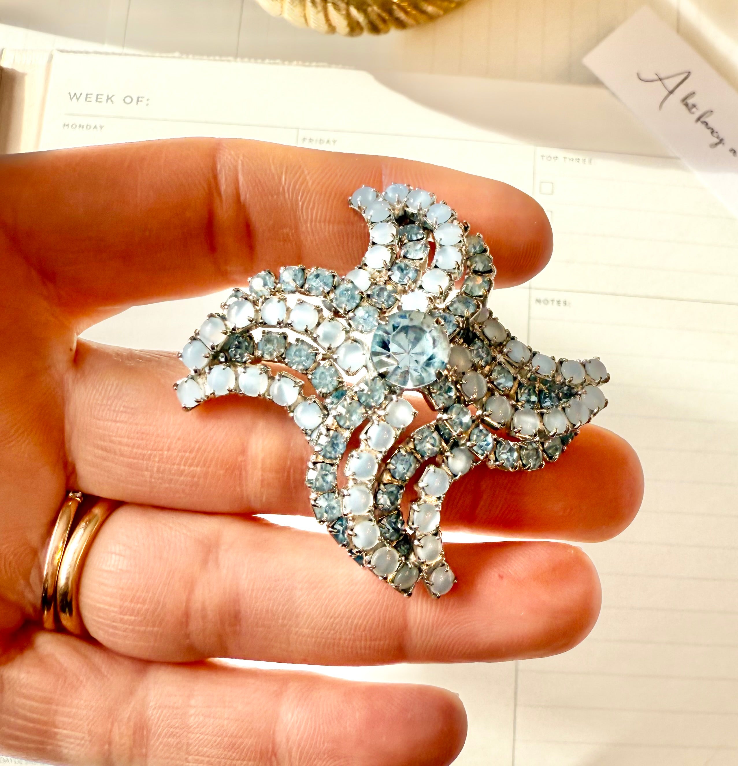 1960's divine monochromatic blue brooch.... so glamorous