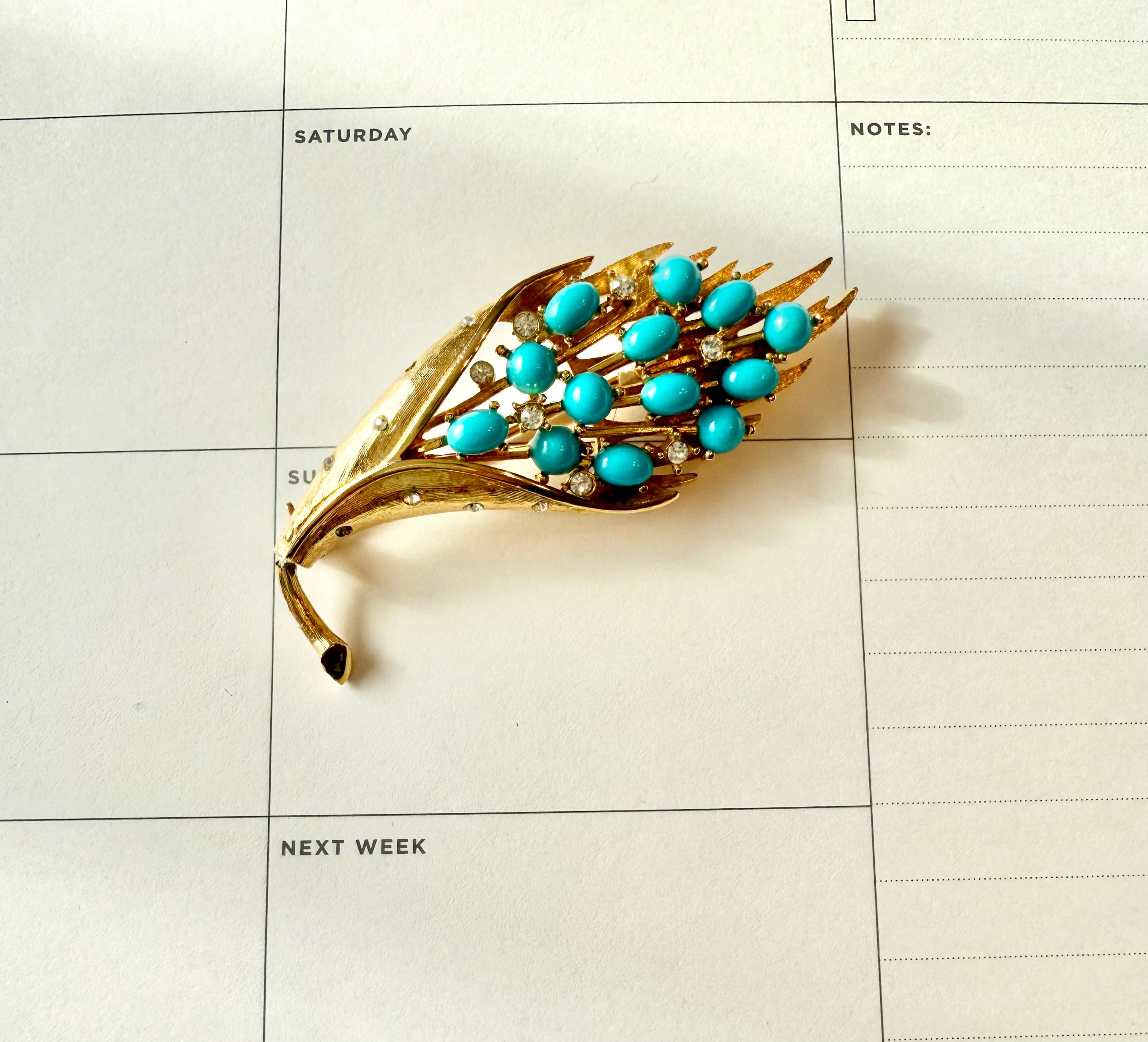 1960's most delicious faux turquoise brooch... so elegant