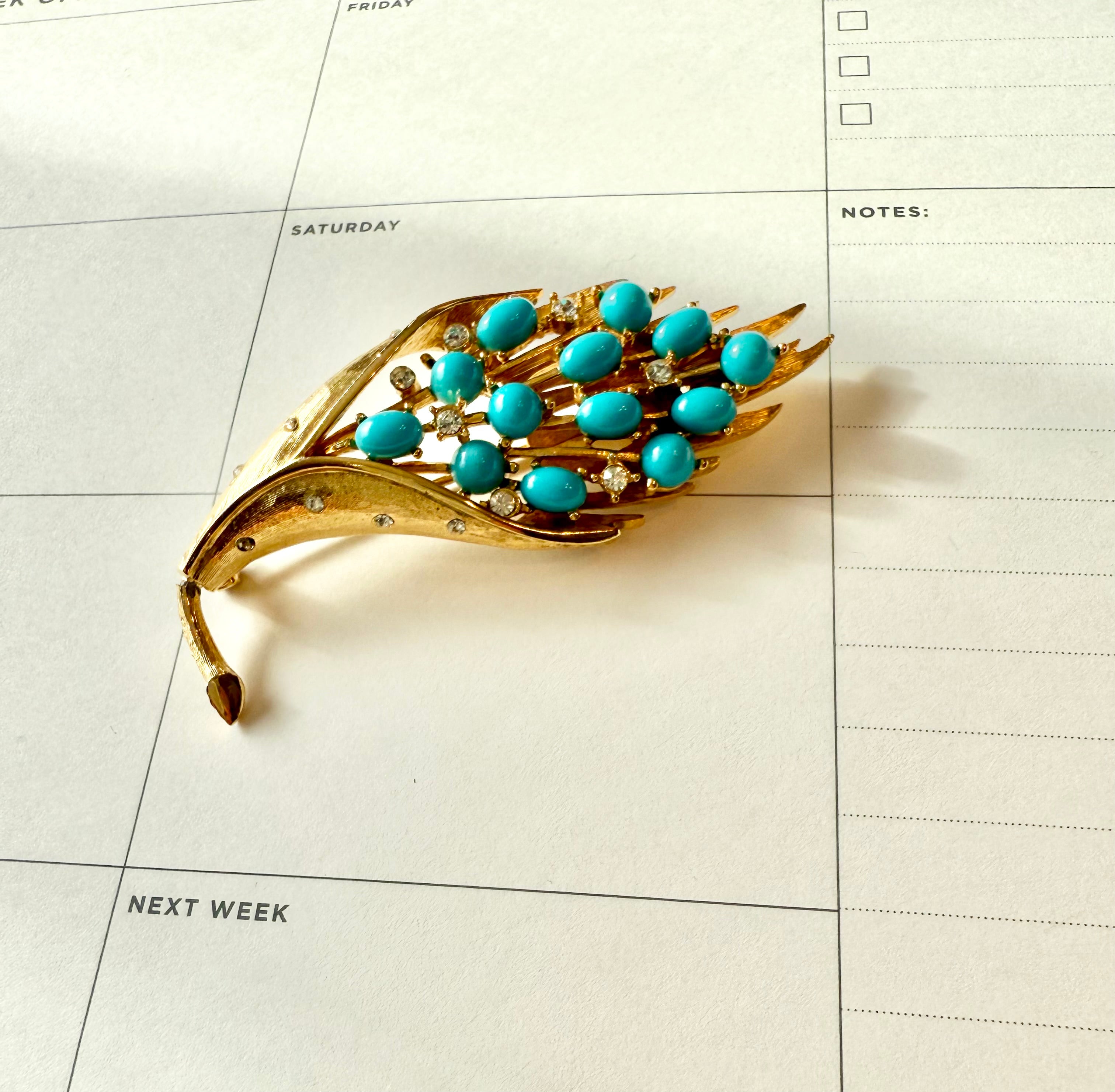 1960's most delicious faux turquoise brooch... so elegant