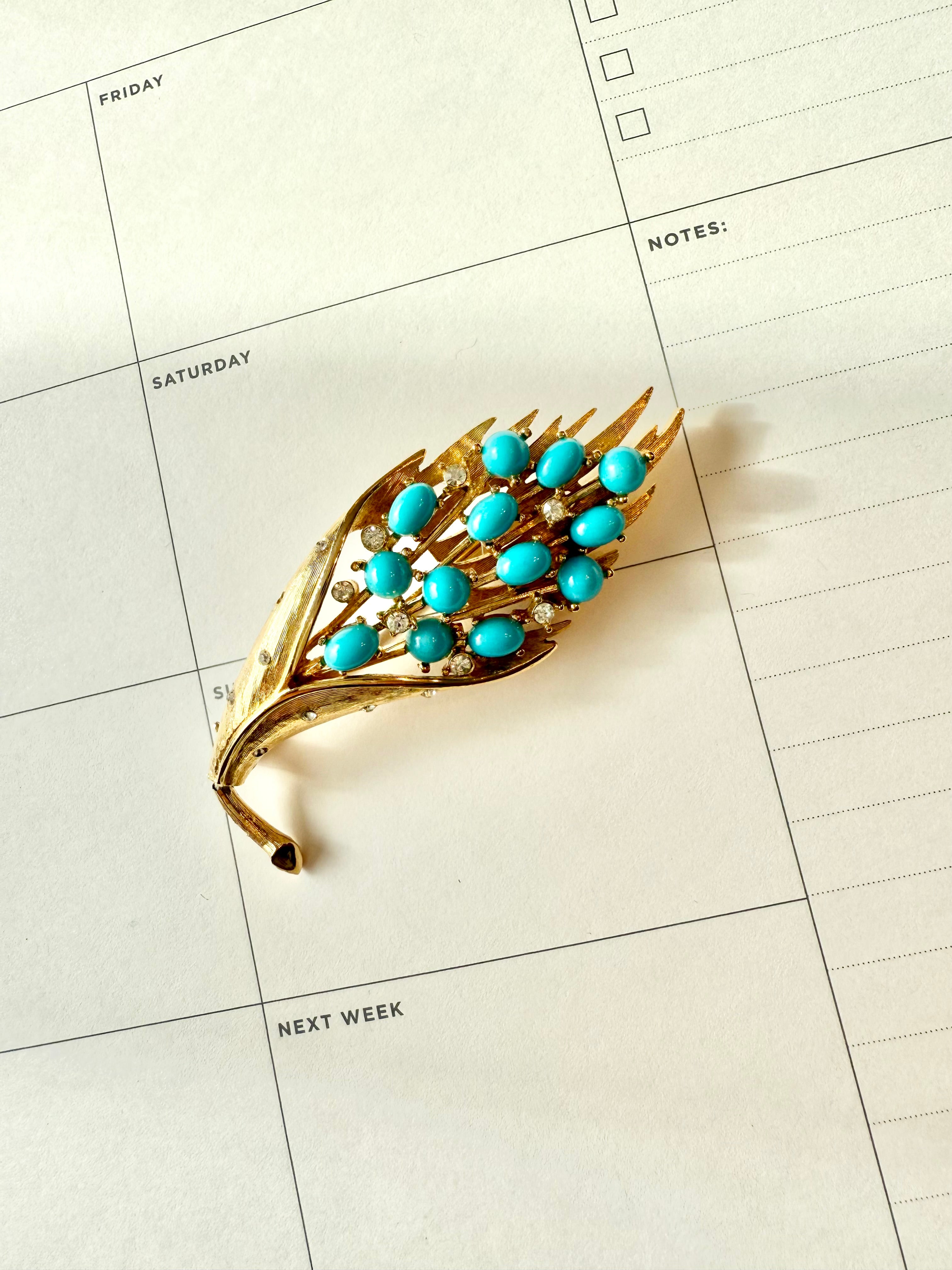 1960's most delicious faux turquoise brooch... so elegant