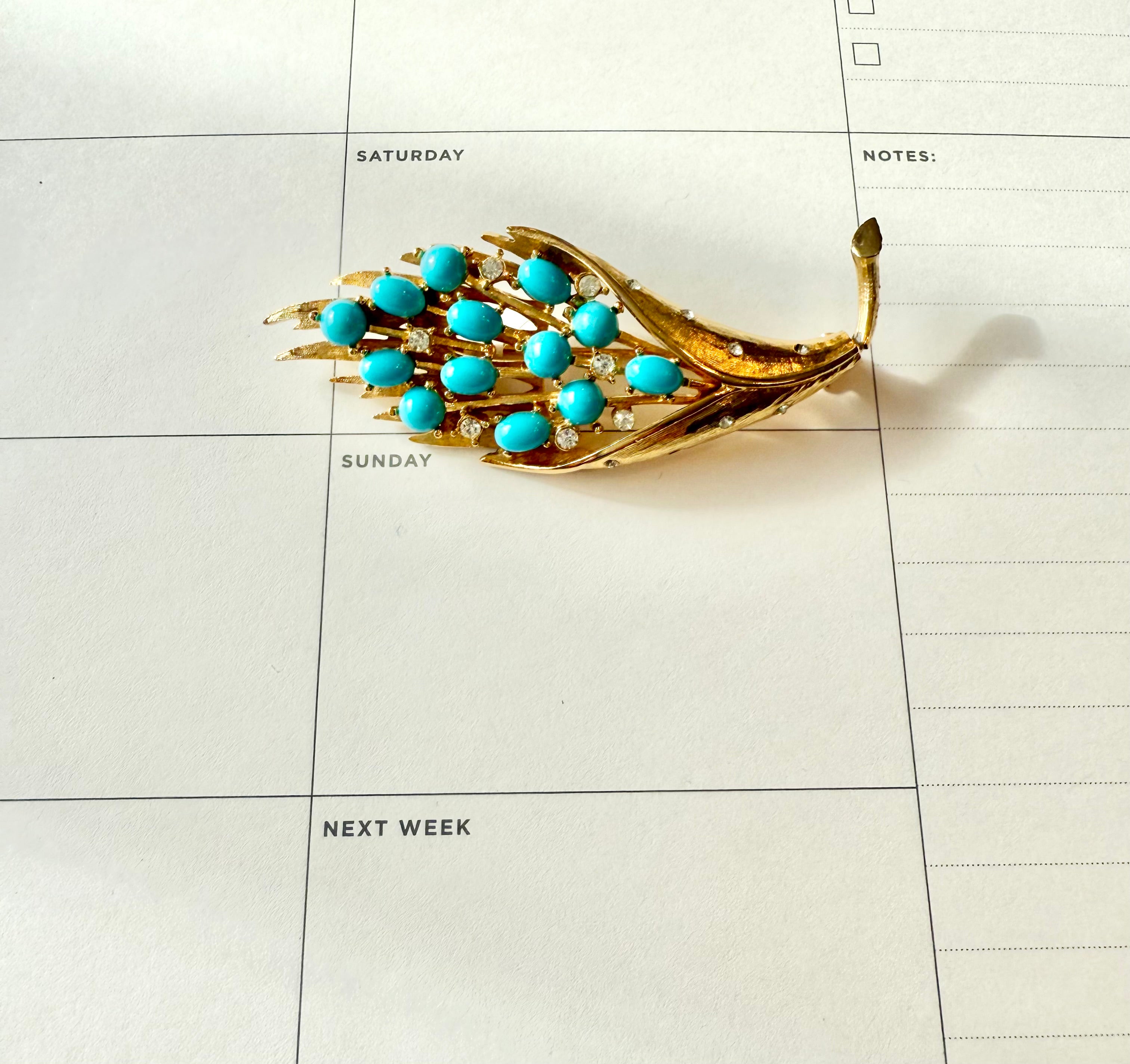 1960's most delicious faux turquoise brooch... so elegant