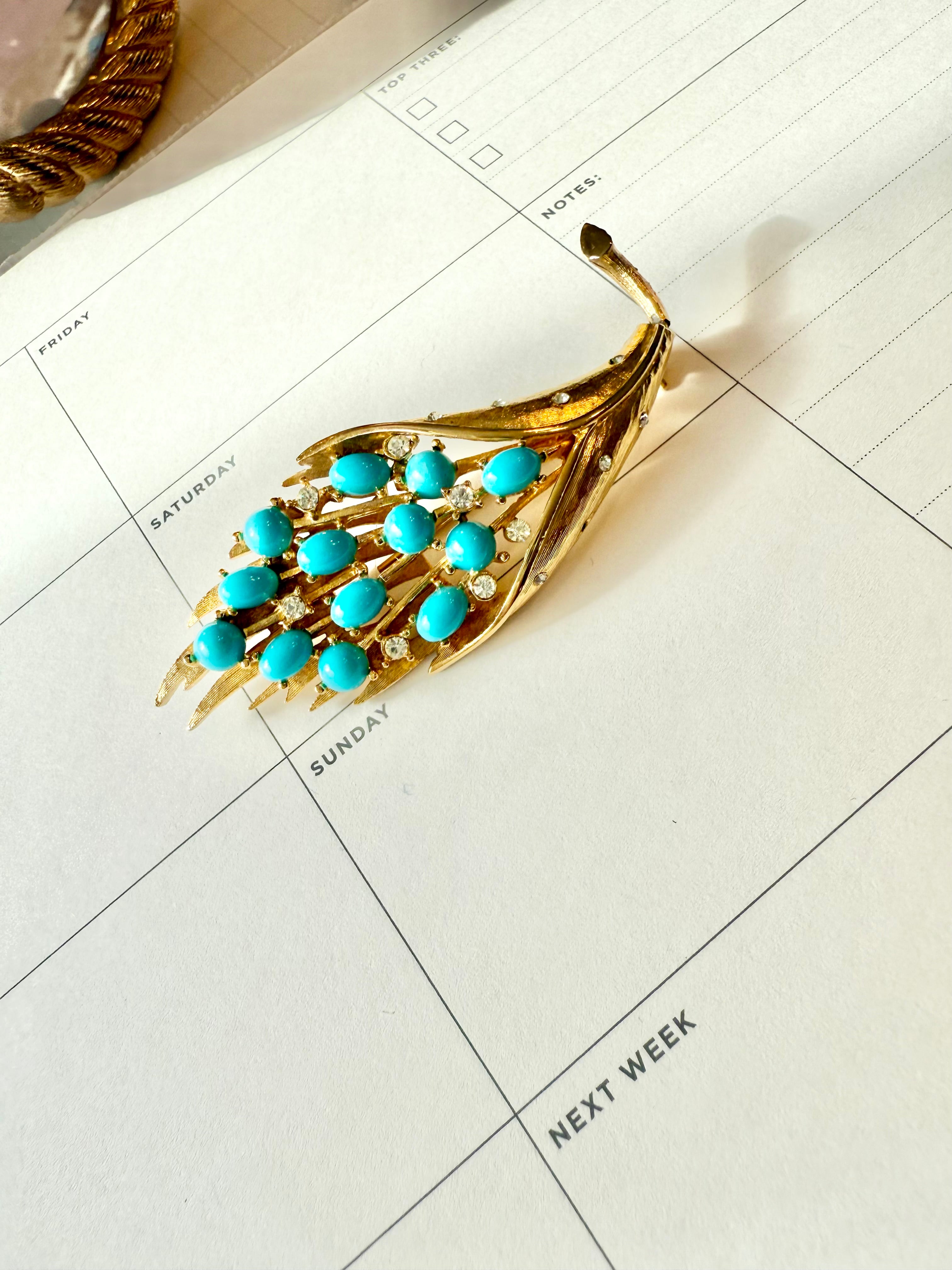 1960's most delicious faux turquoise brooch... so elegant