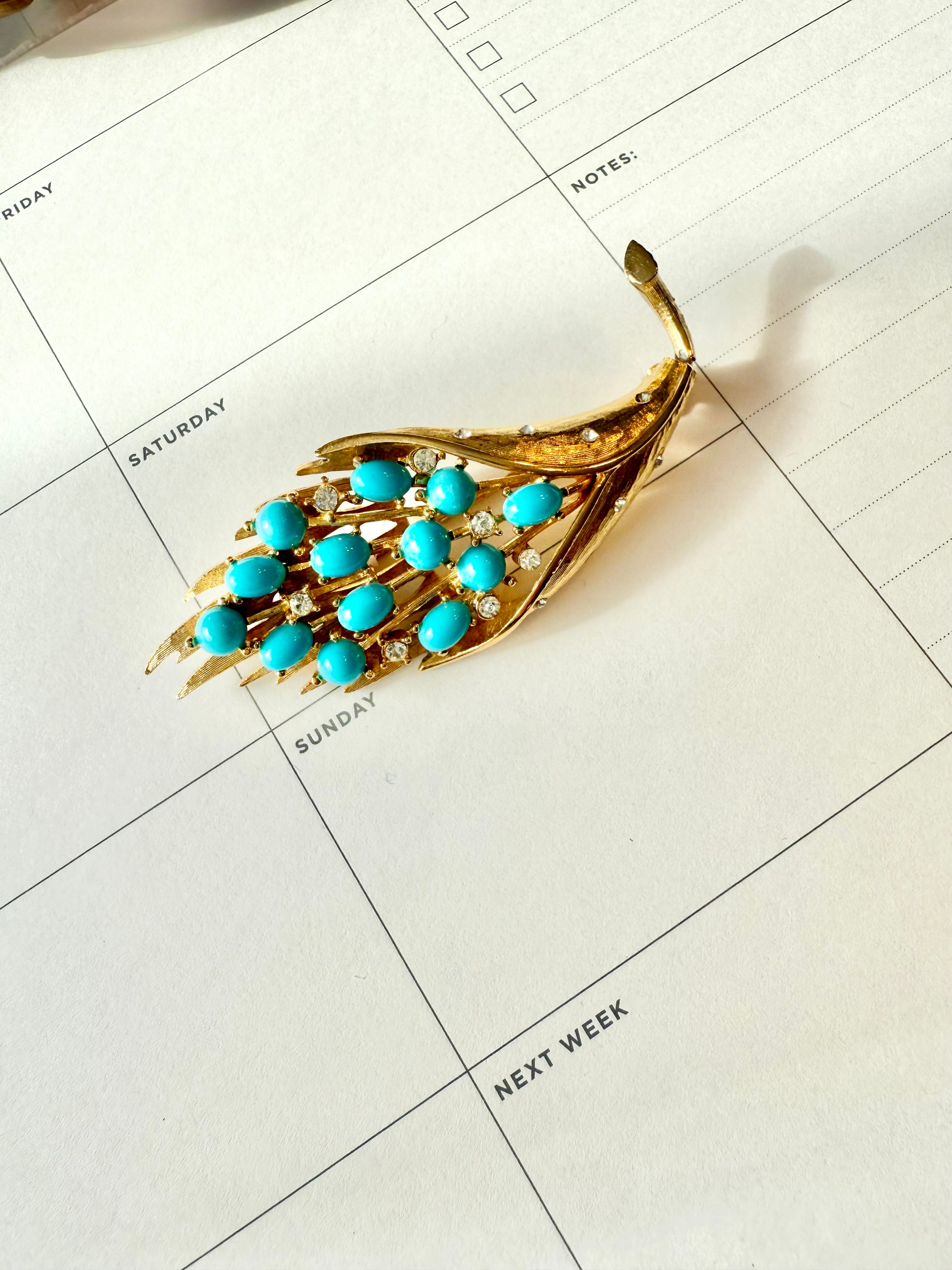 1960's most delicious faux turquoise brooch... so elegant