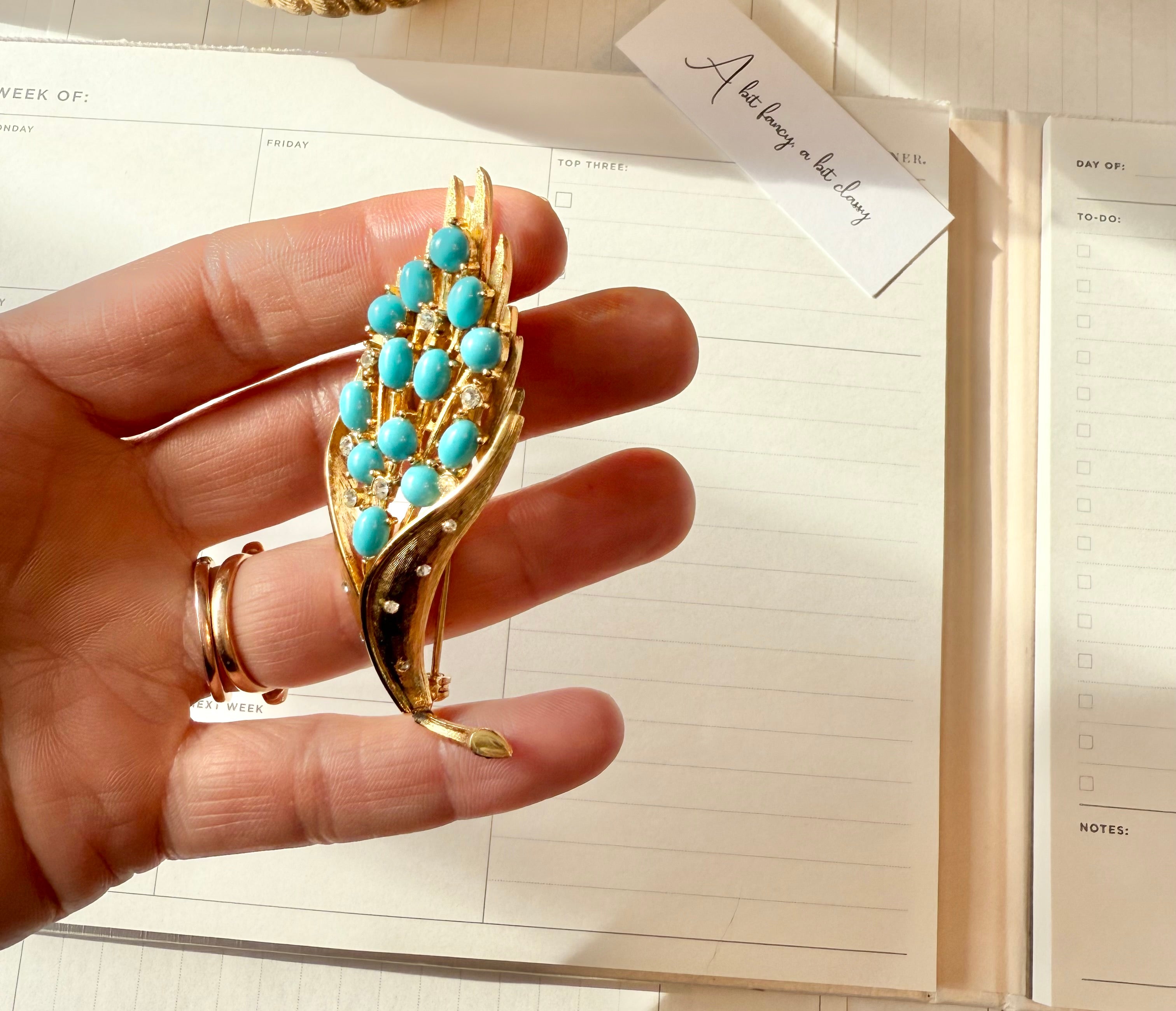 1960's most delicious faux turquoise brooch... so elegant