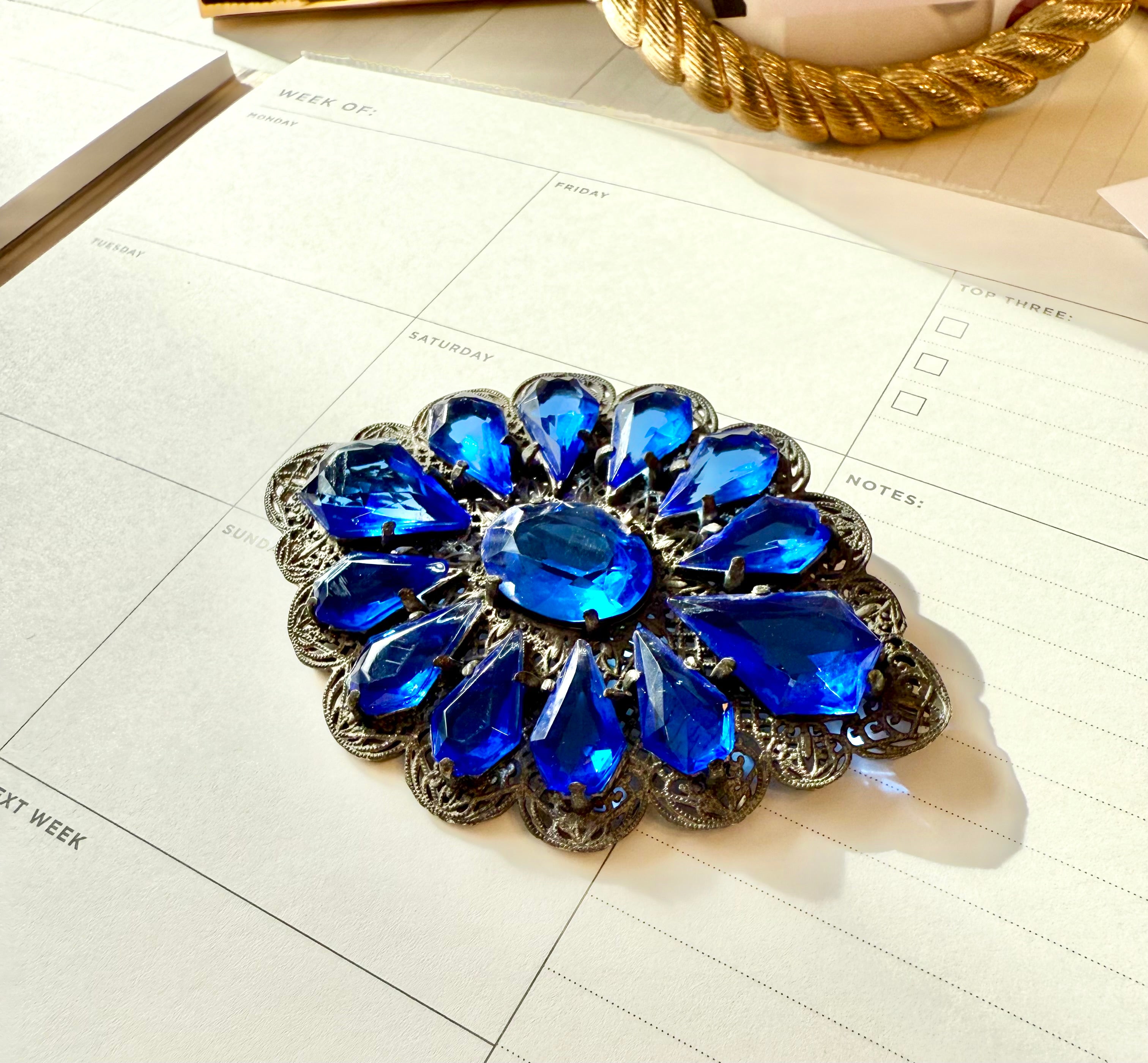 The most divine 1940's sapphire glass stunning brooch!