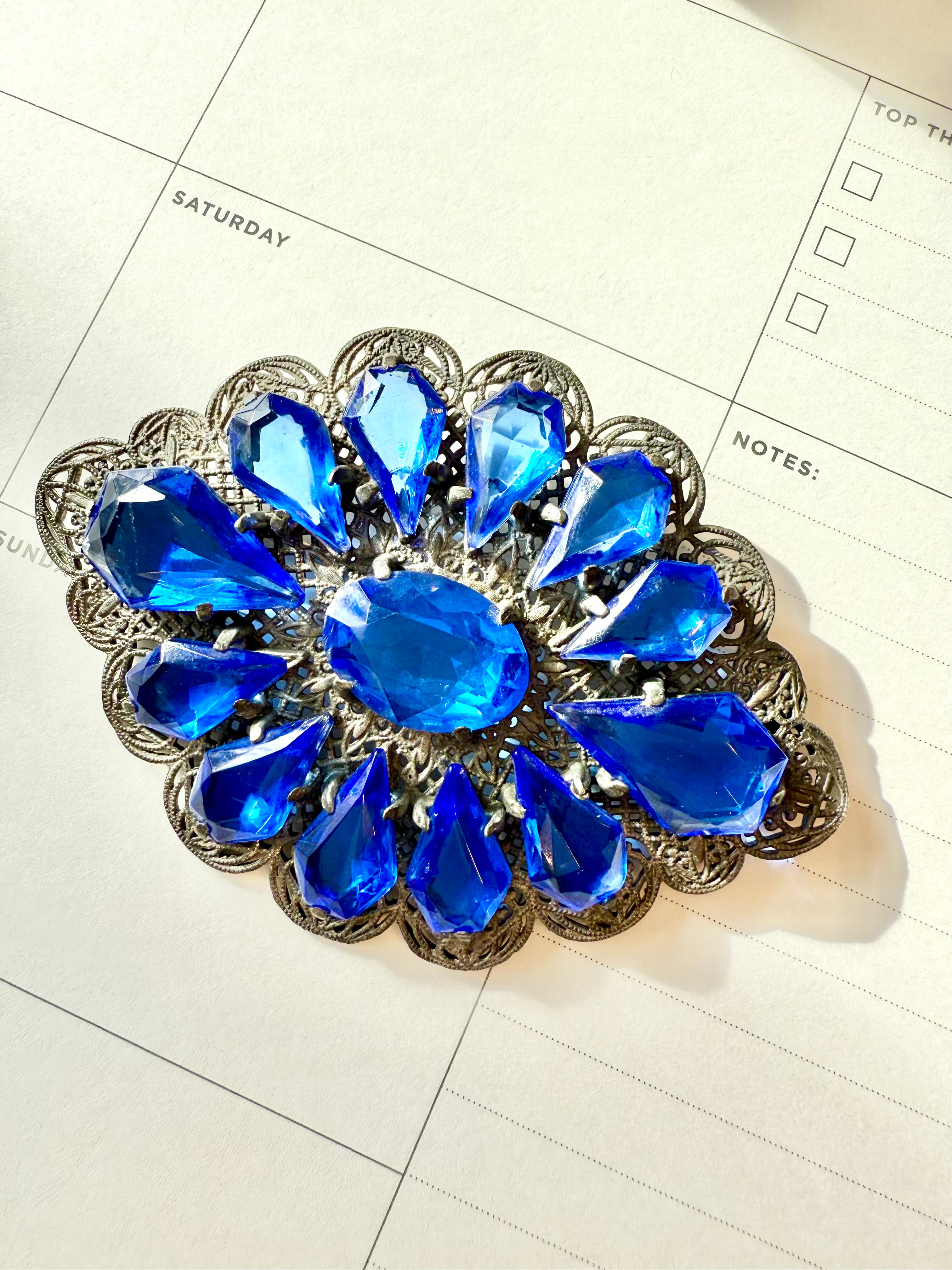 The most divine 1940's sapphire glass stunning brooch!