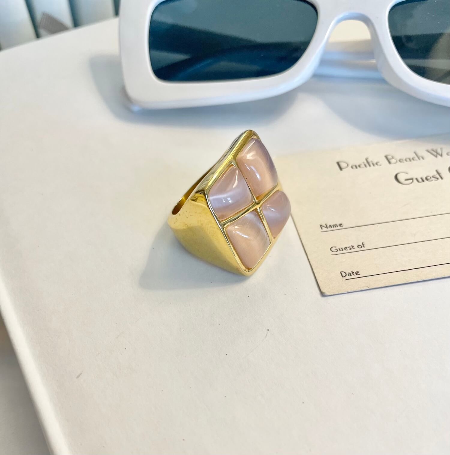 Vintage gold and soft blush cocktail ring....extraordinary