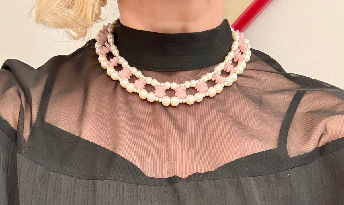 The most divine soft pink and pearl collar necklace...so fancy