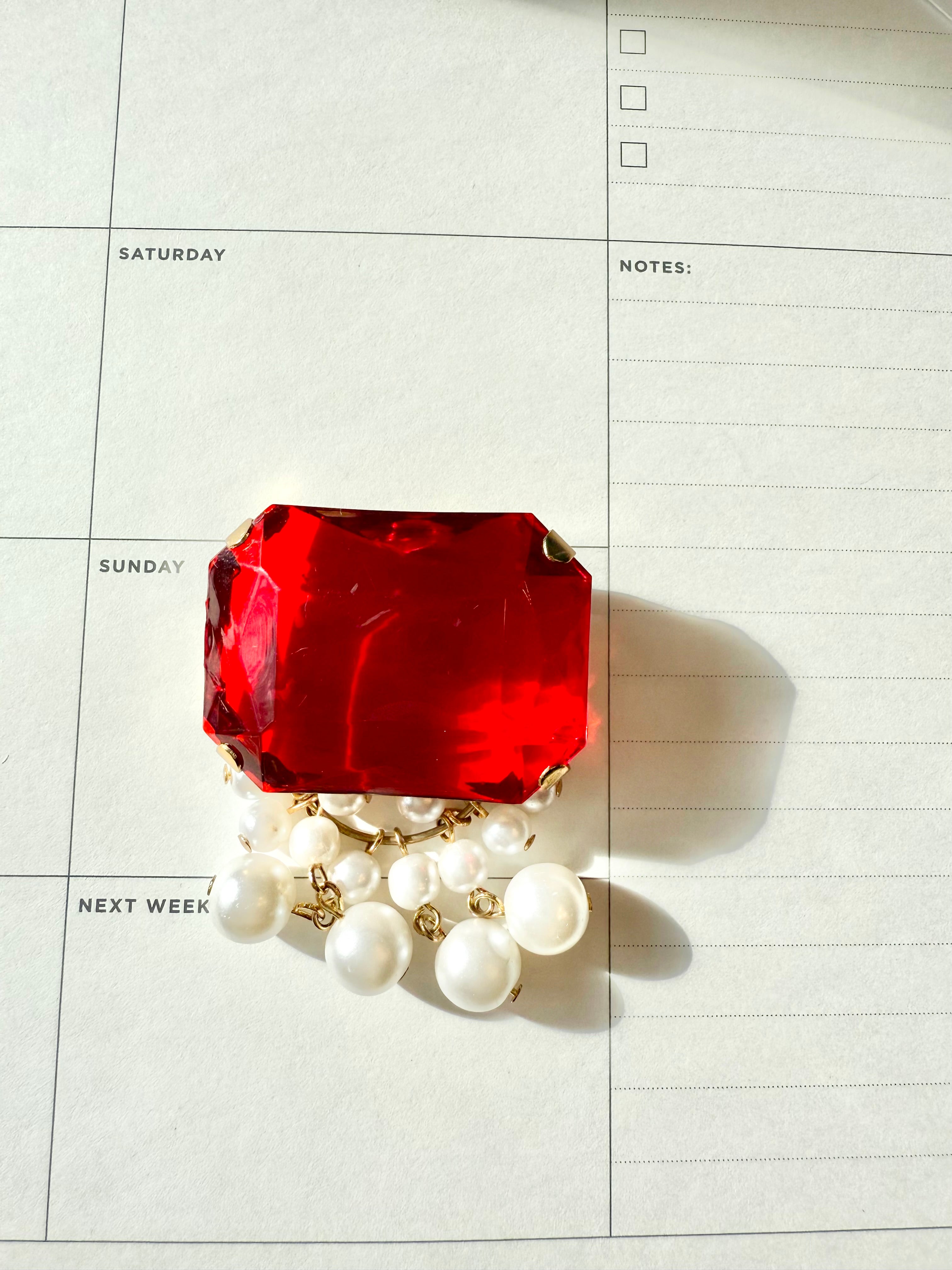 Ruby and pearl delightful brooch.... so elegant