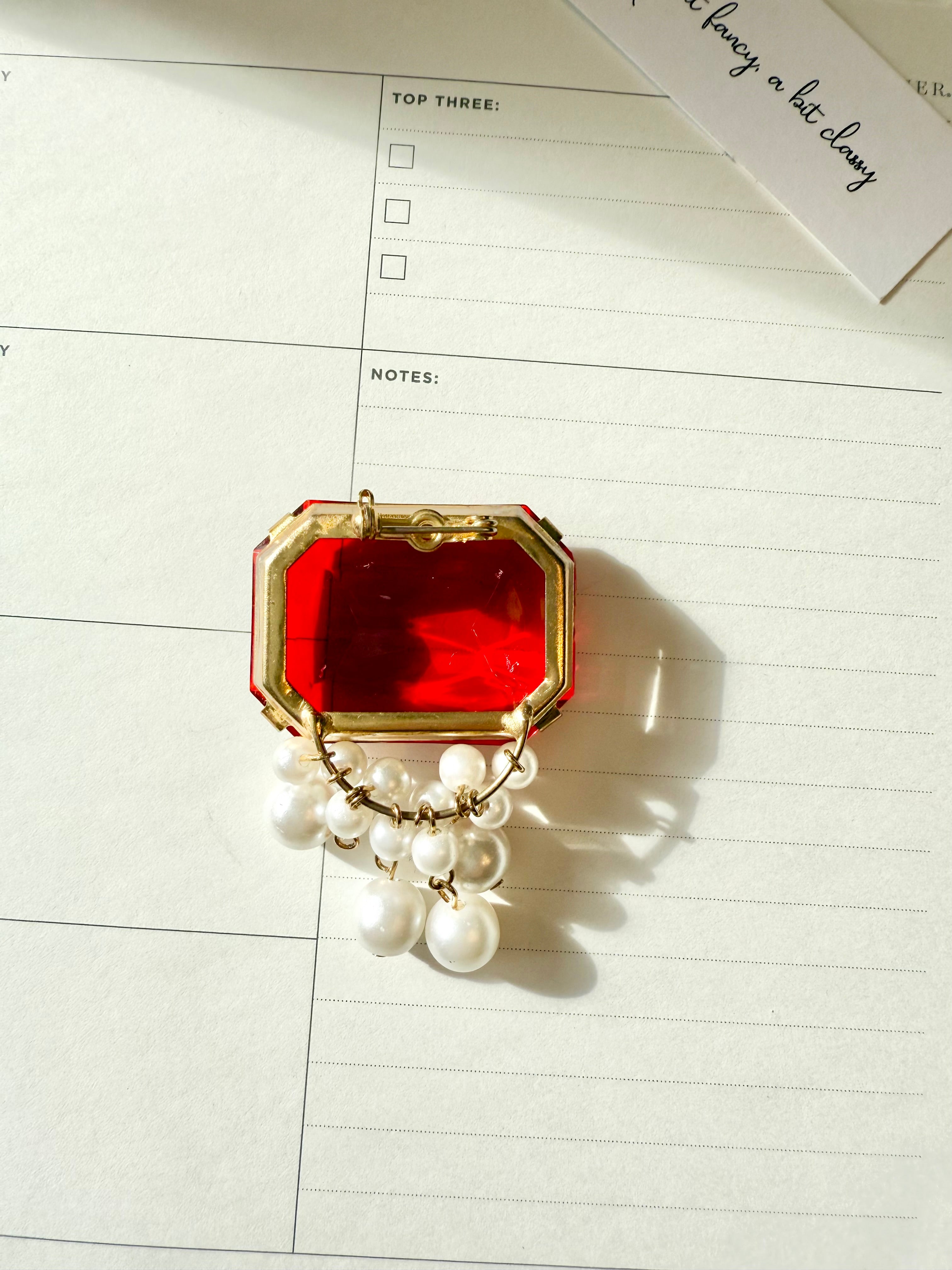 Ruby and pearl delightful brooch.... so elegant