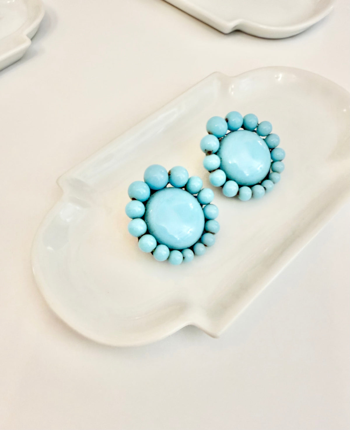 The most elegant italian glass button earrings....perfect color