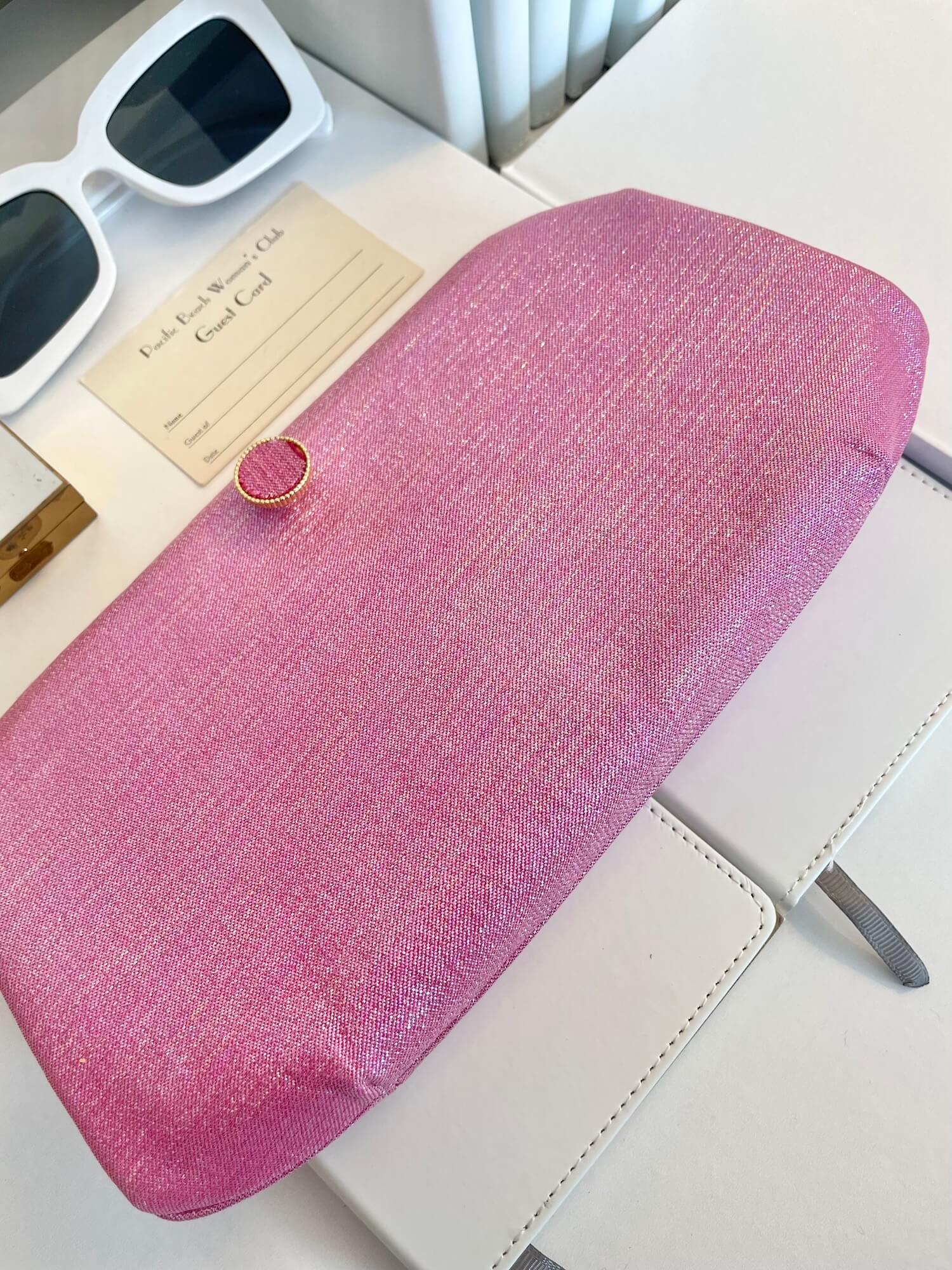 Flirty gal 1960's pink lame clutch bag...what a color!