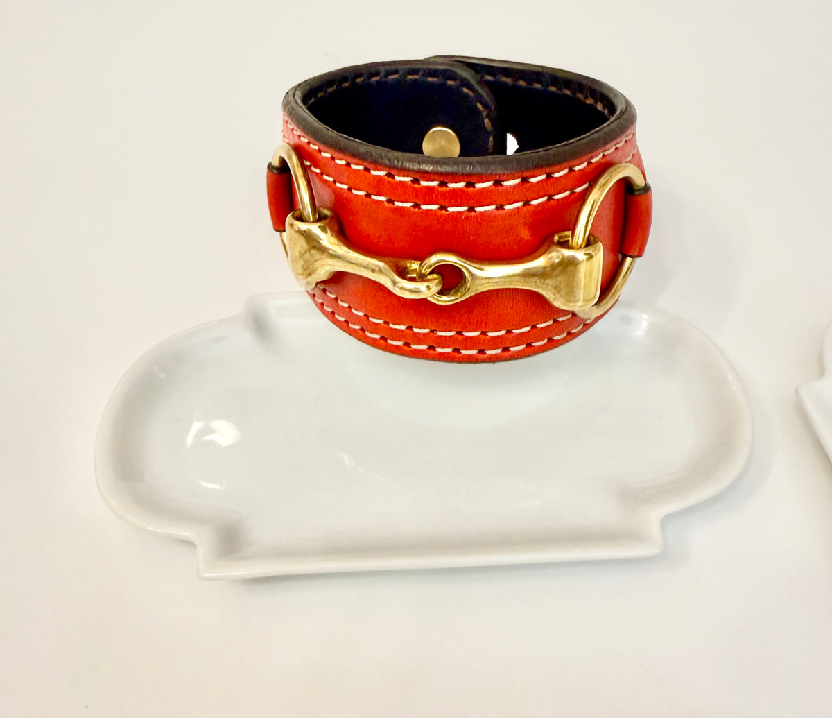 Preppy Rebecca ray equestrian red leather bracelet