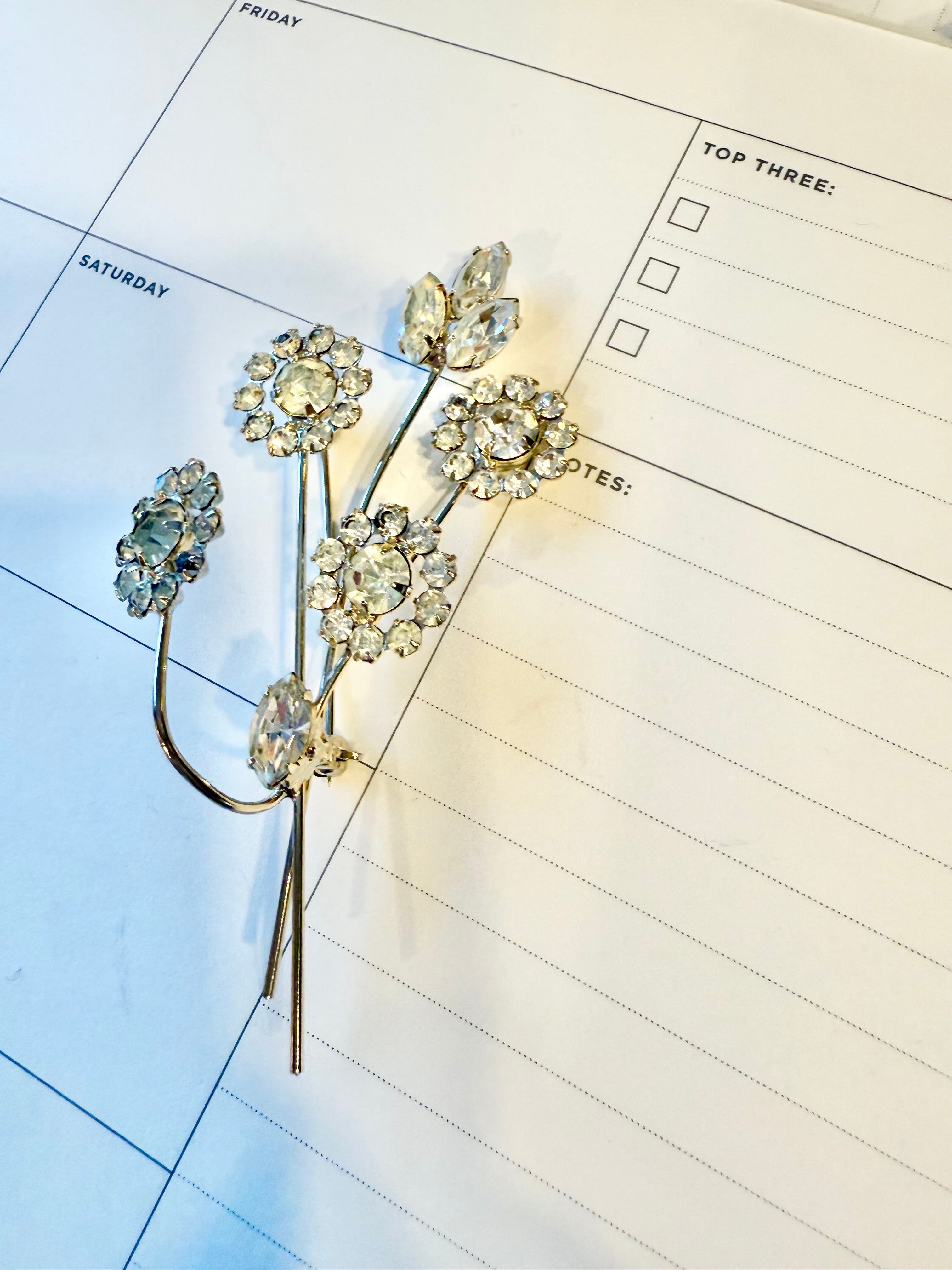 1940's stunning french glass flower sprig brooch... so darling