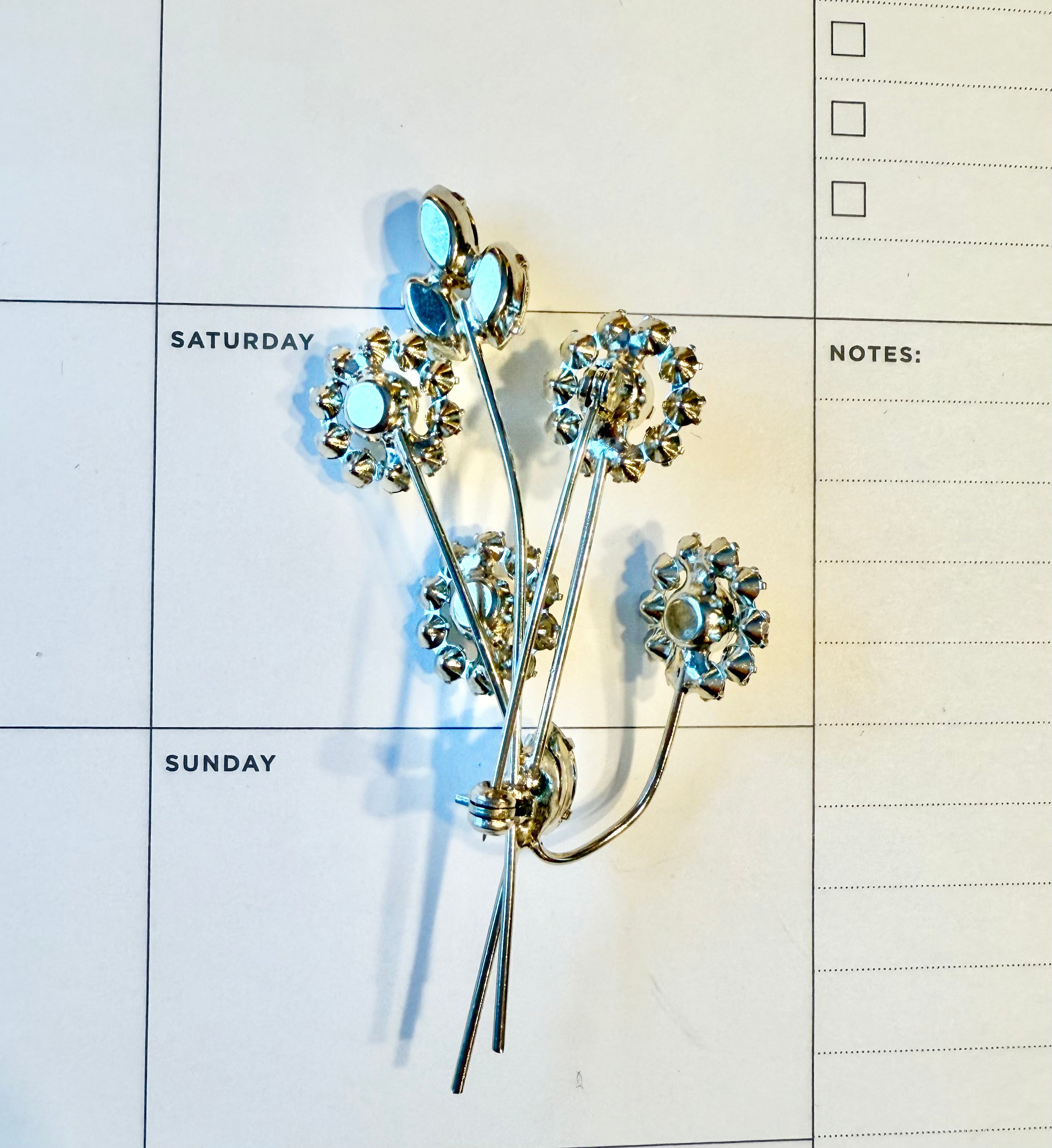 1940's stunning french glass flower sprig brooch... so darling