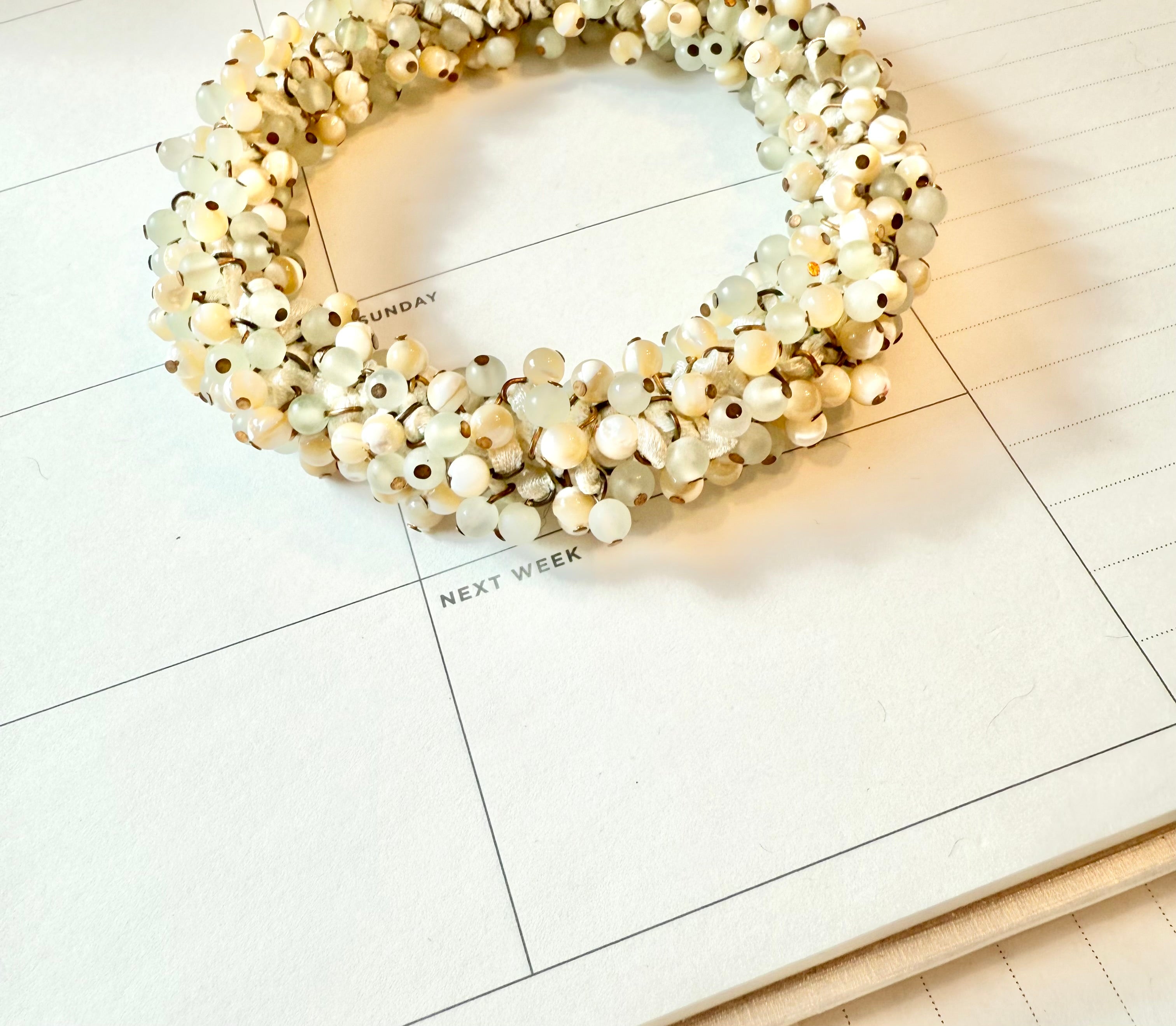 Charming mint green and pearl bangle bracelet Made In France.