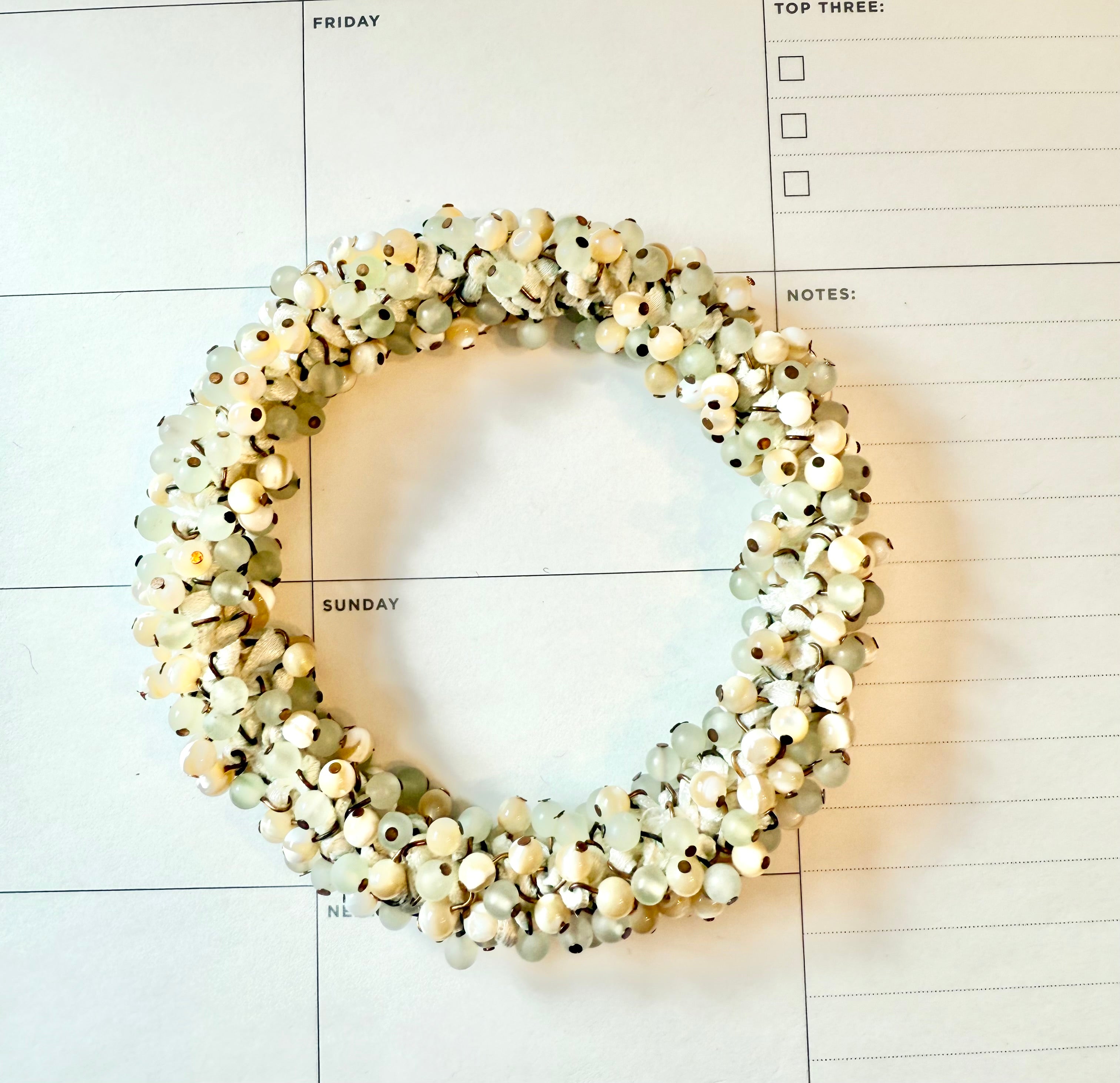 Charming mint green and pearl bangle bracelet Made In France.