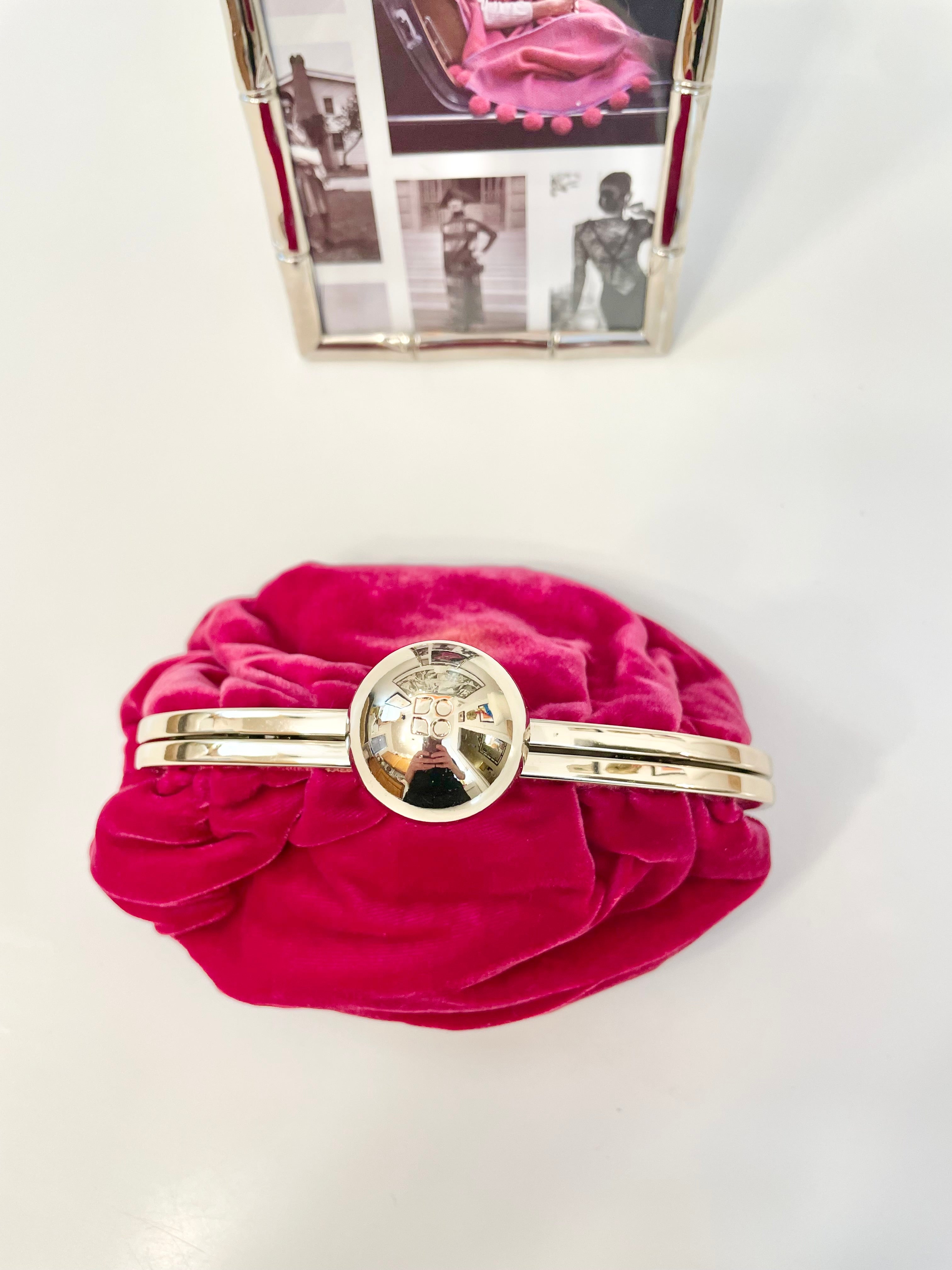 The most delightful Kate Spade petite magenta velvet evening bag... so chic