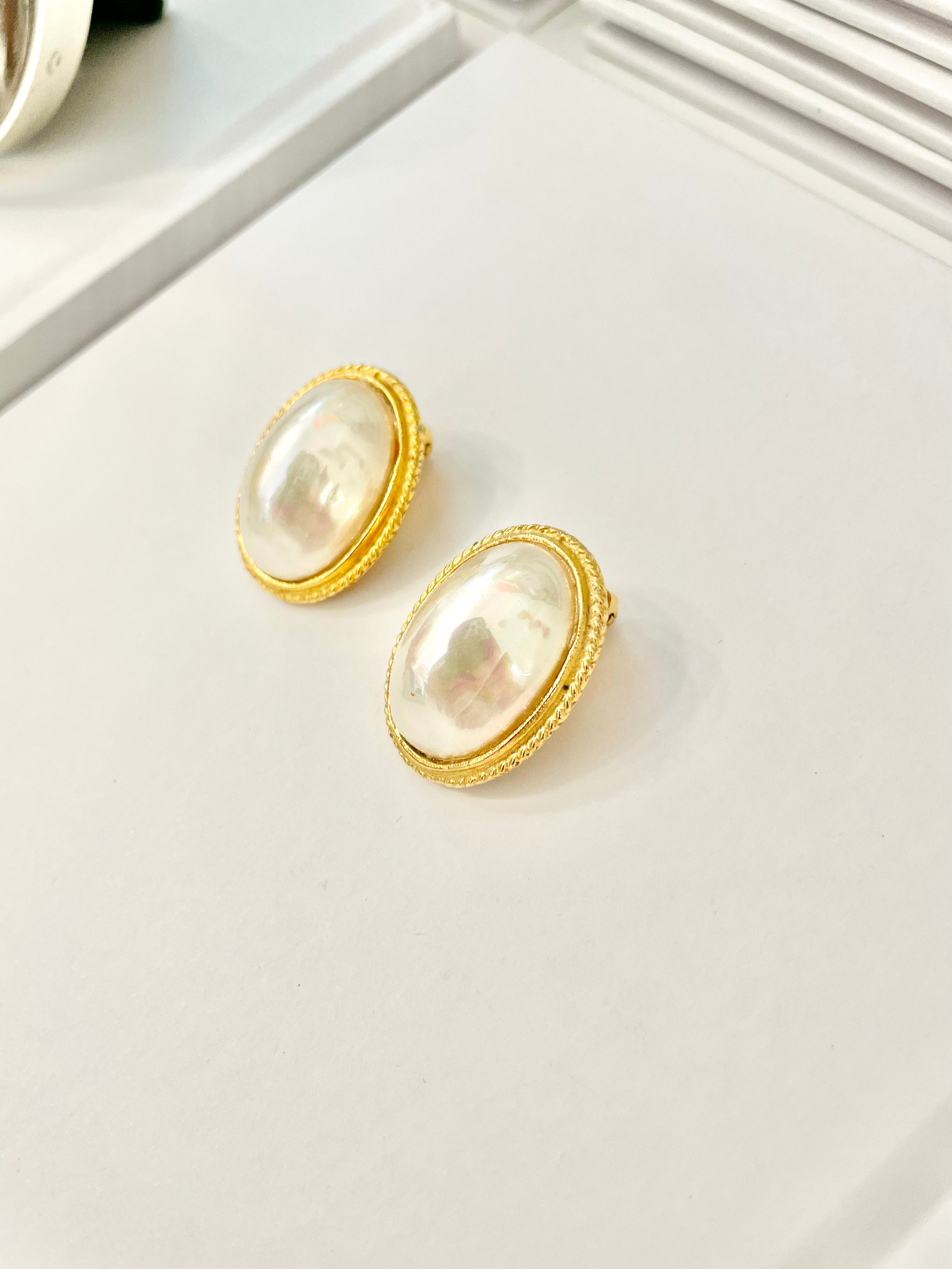 Divine Kenneth Jay Lane classy faux baroque pearl button earrings... a must for any lady!