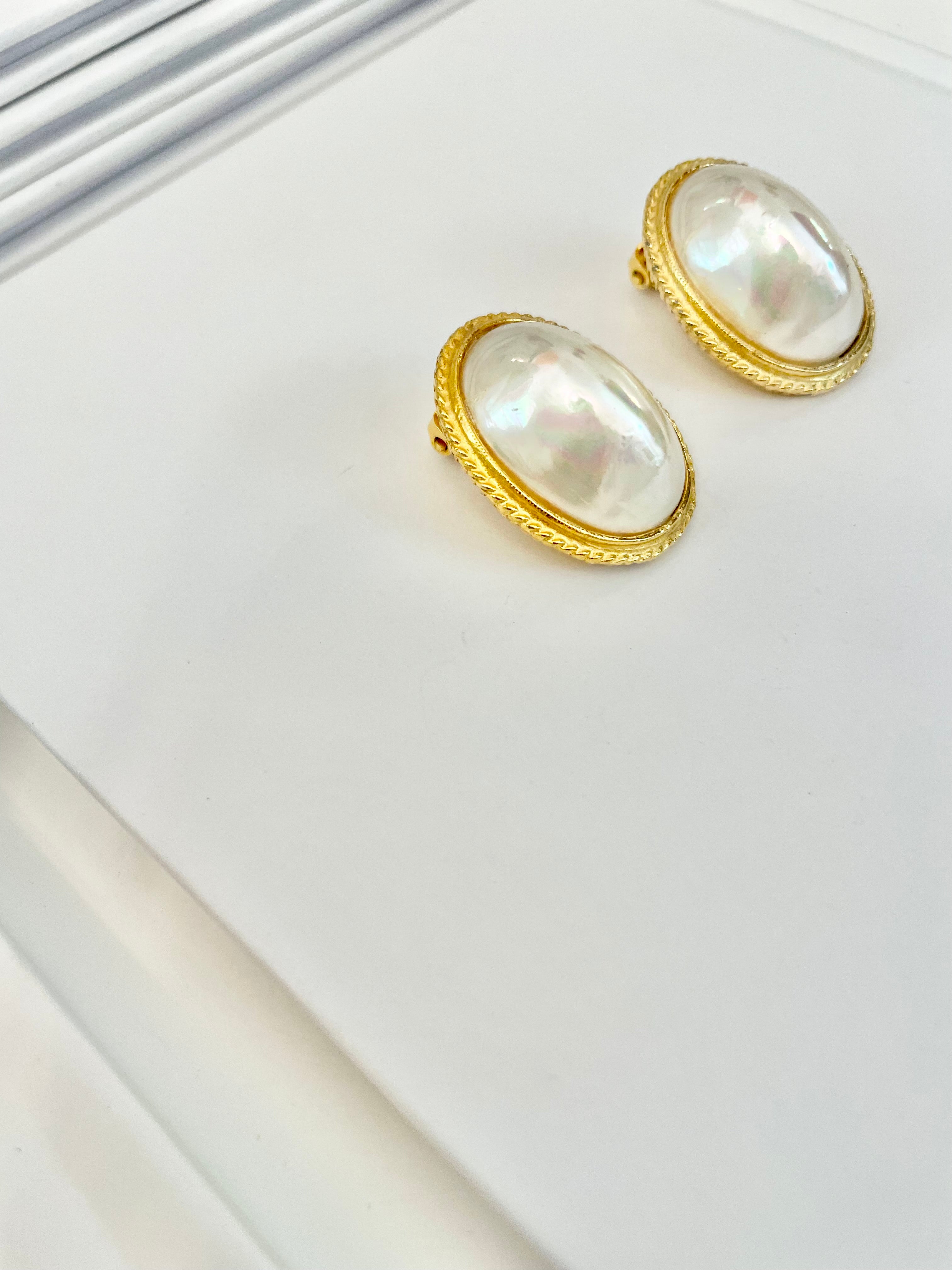 Divine Kenneth Jay Lane classy faux baroque pearl button earrings... a must for any lady!