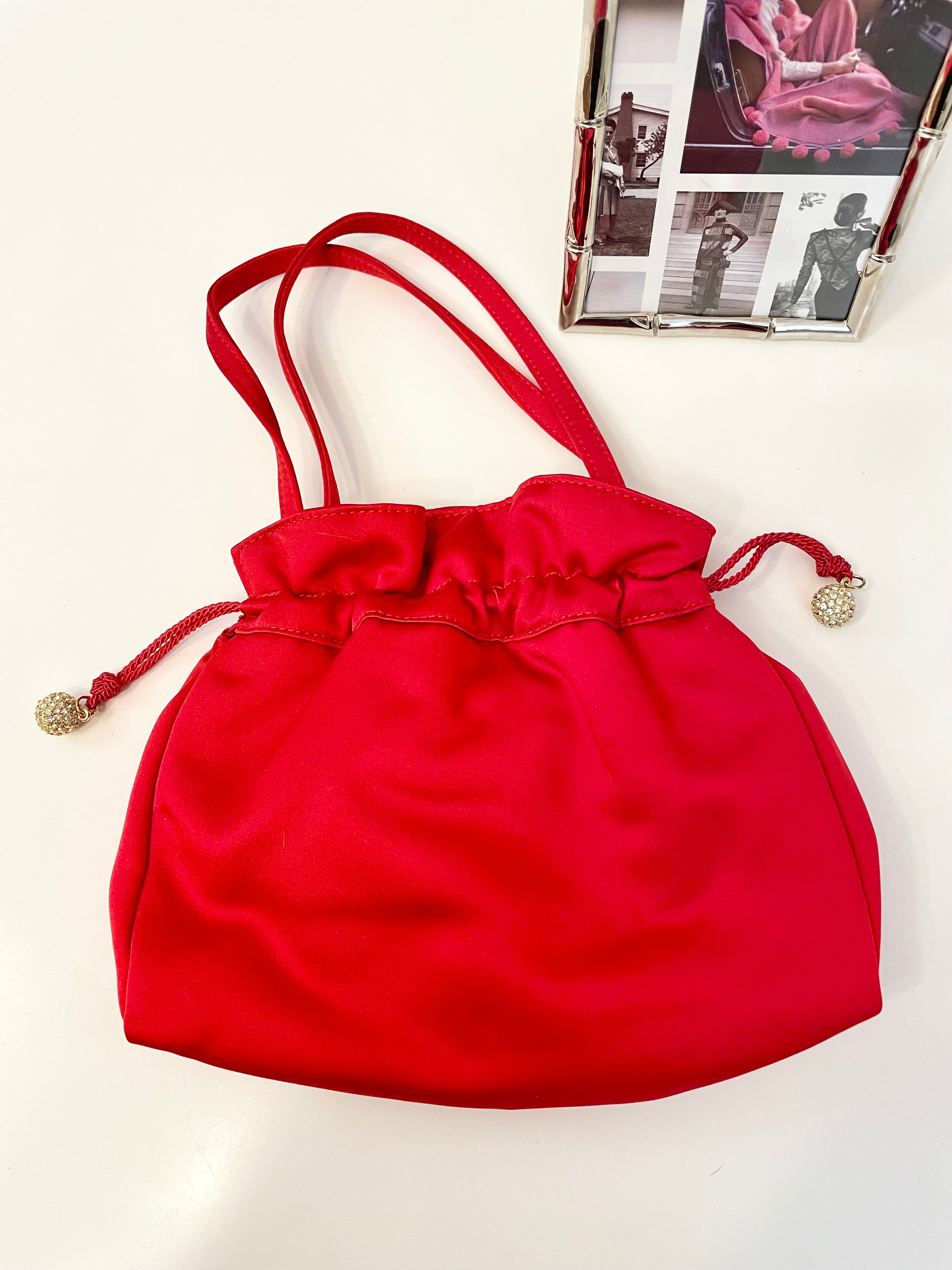 Susan Gail stunning crimson red satin evening bag... so sassy