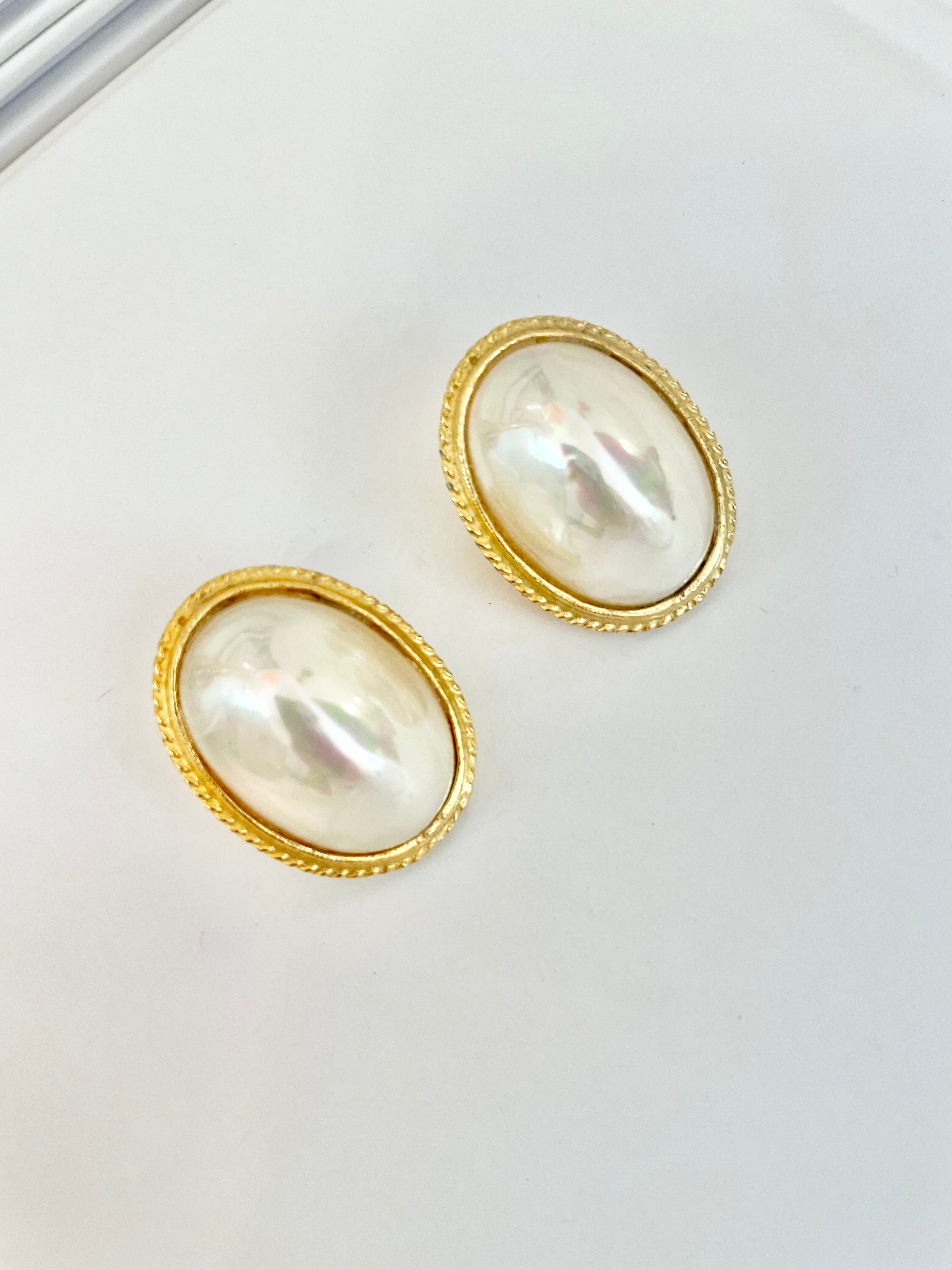 Divine Kenneth Jay Lane classy faux baroque pearl button earrings... a must for any lady!