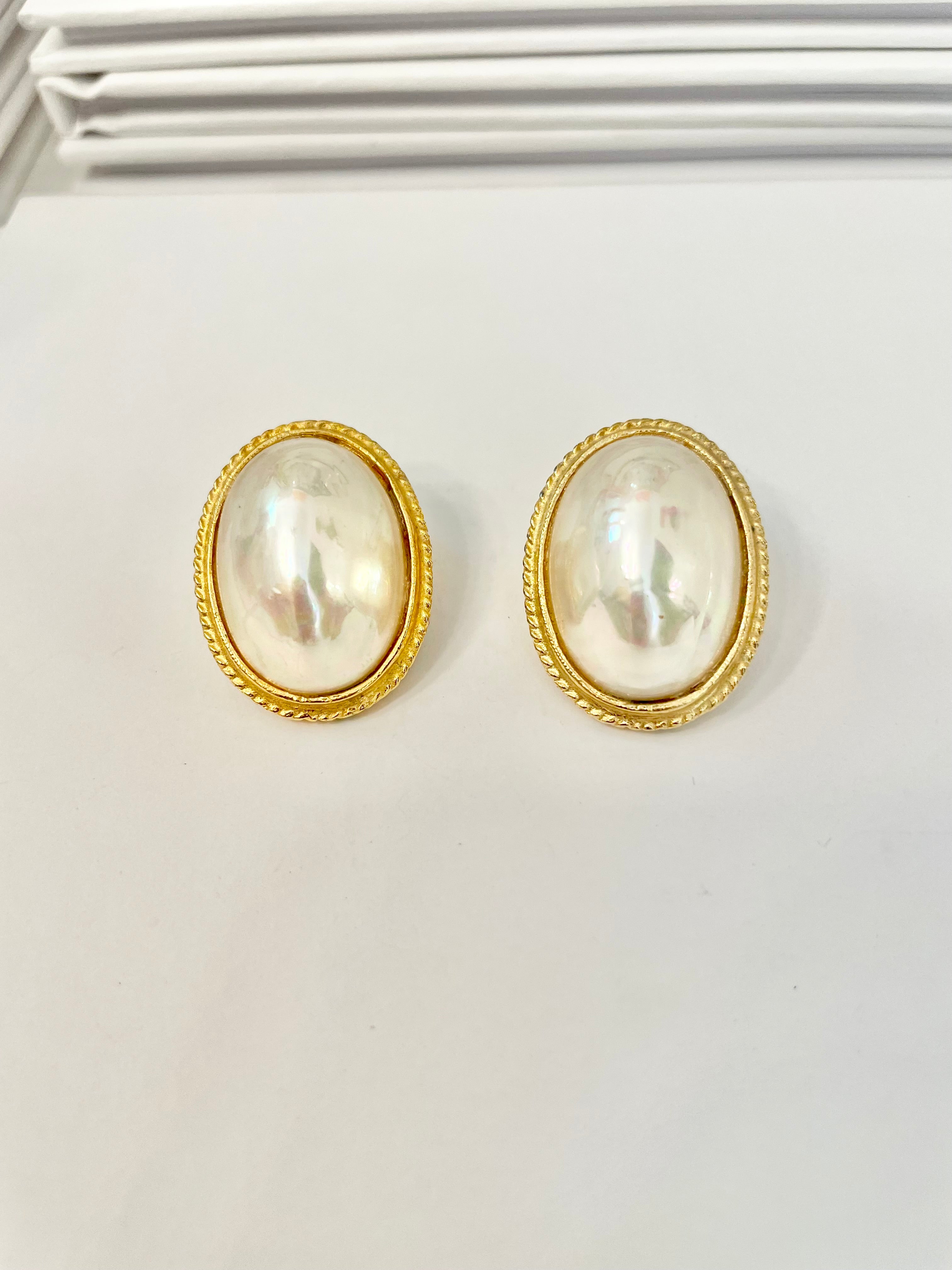 Divine Kenneth Jay Lane classy faux baroque pearl button earrings... a must for any lady!