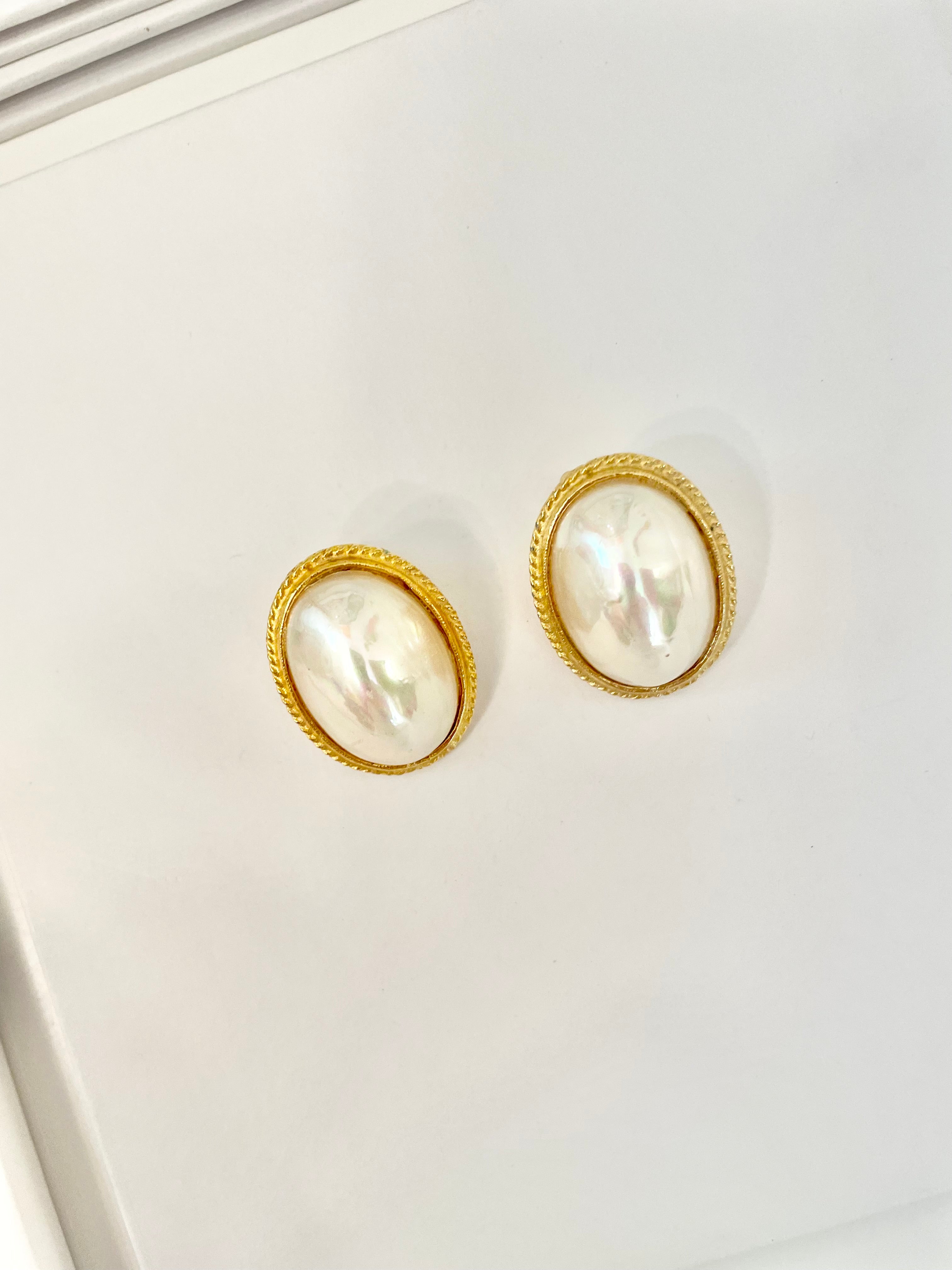 Divine Kenneth Jay Lane classy faux baroque pearl button earrings... a must for any lady!