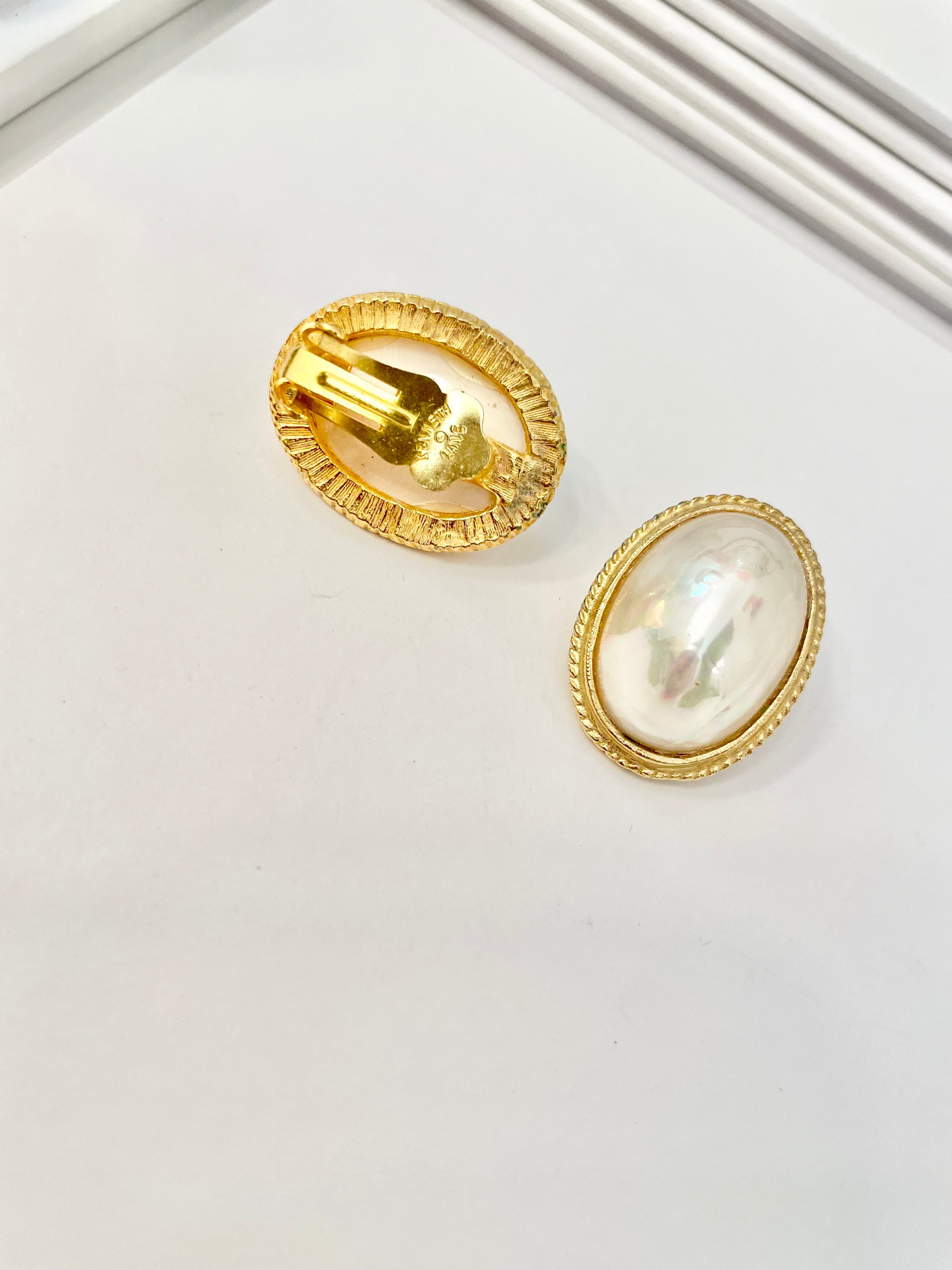 Divine Kenneth Jay Lane classy faux baroque pearl button earrings... a must for any lady!