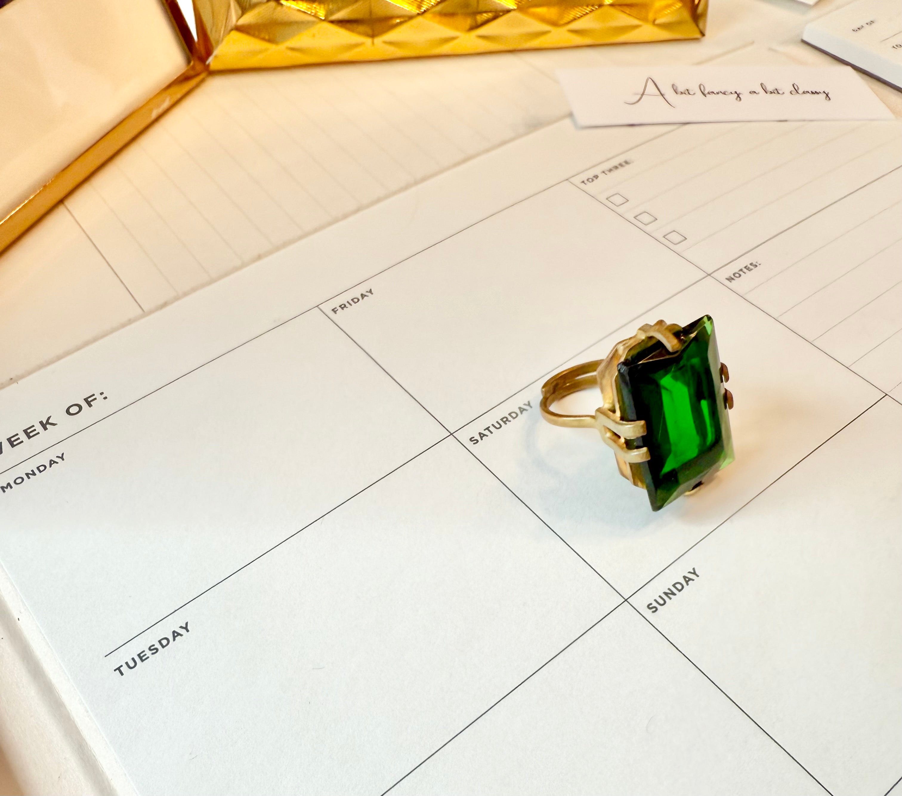 The most divine emerald glass cocktail ring.... elegance