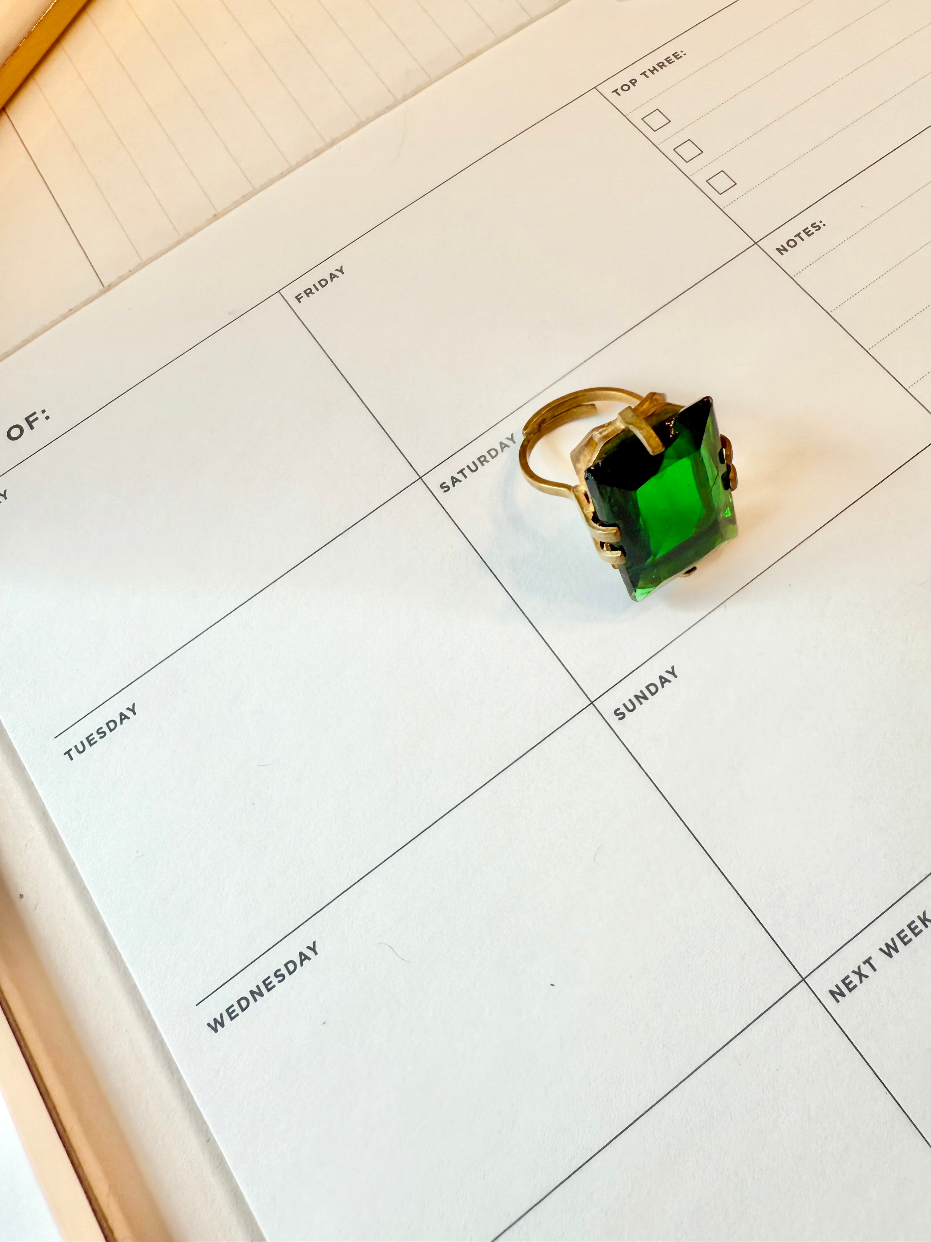 The most divine emerald glass cocktail ring.... elegance