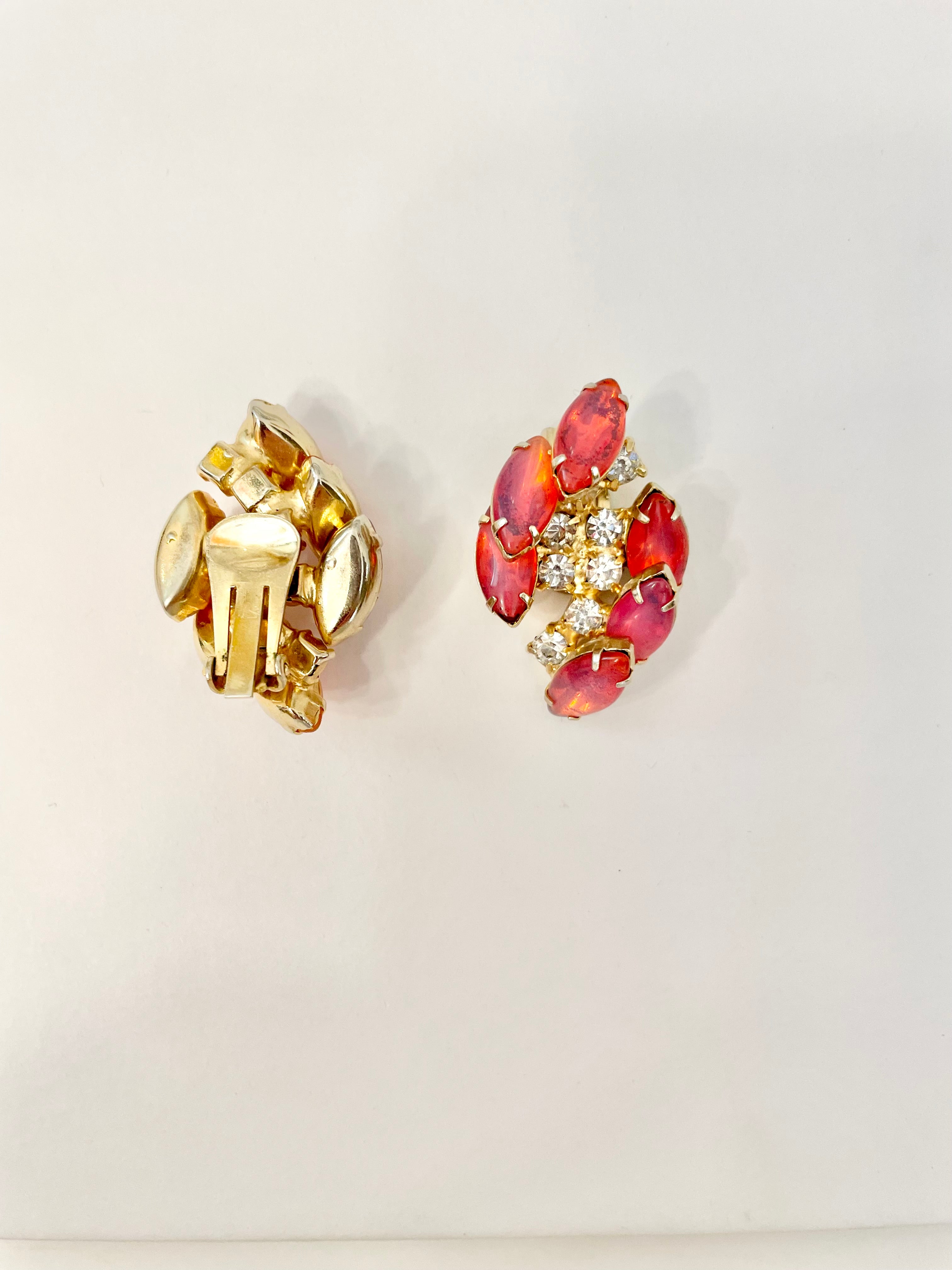1960's made in France stunning pink glass cluster earrings.... so elegant