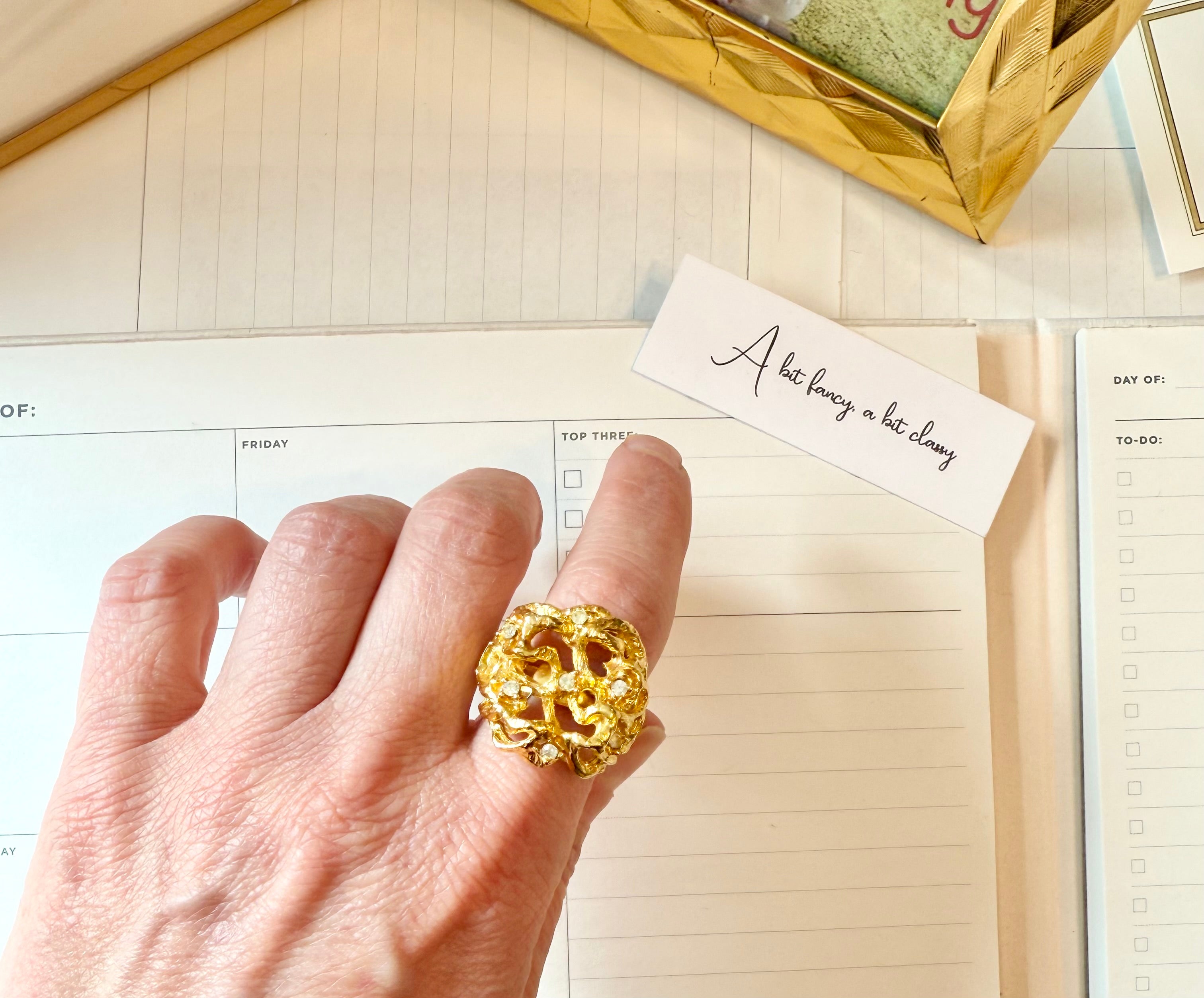 Truly lovely gold brutalist style cocktail ring......so classy