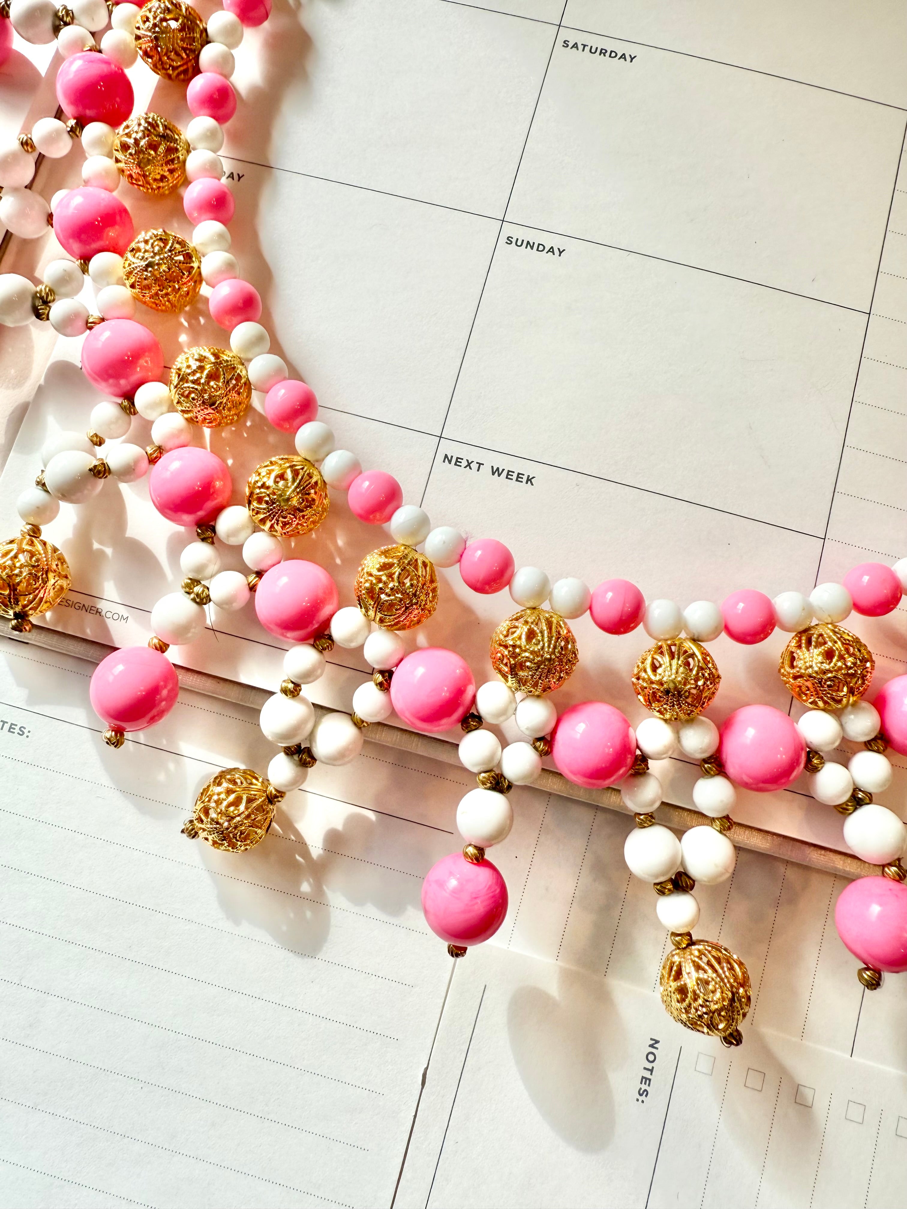 Made In France stunning pink and gold collar necklace...