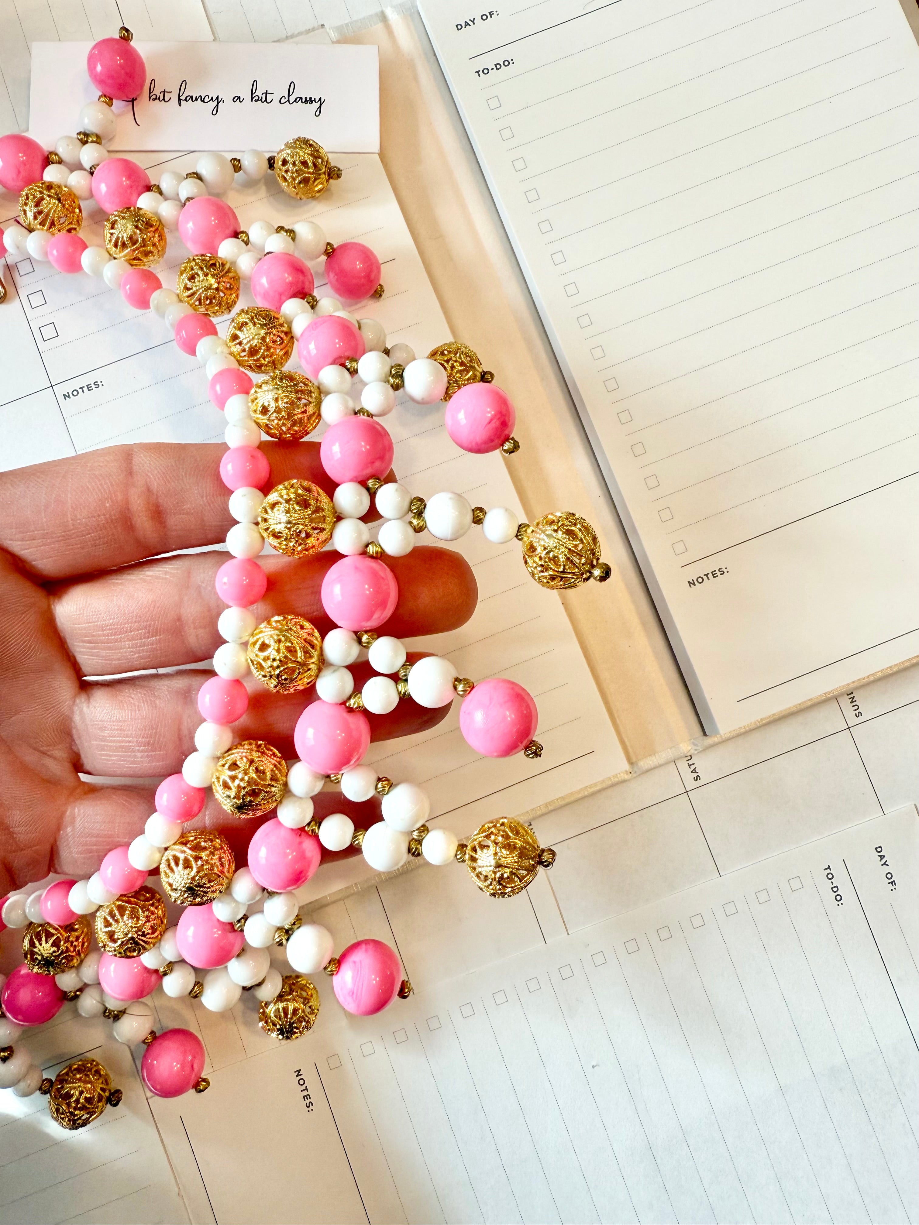 Made In France stunning pink and gold collar necklace...