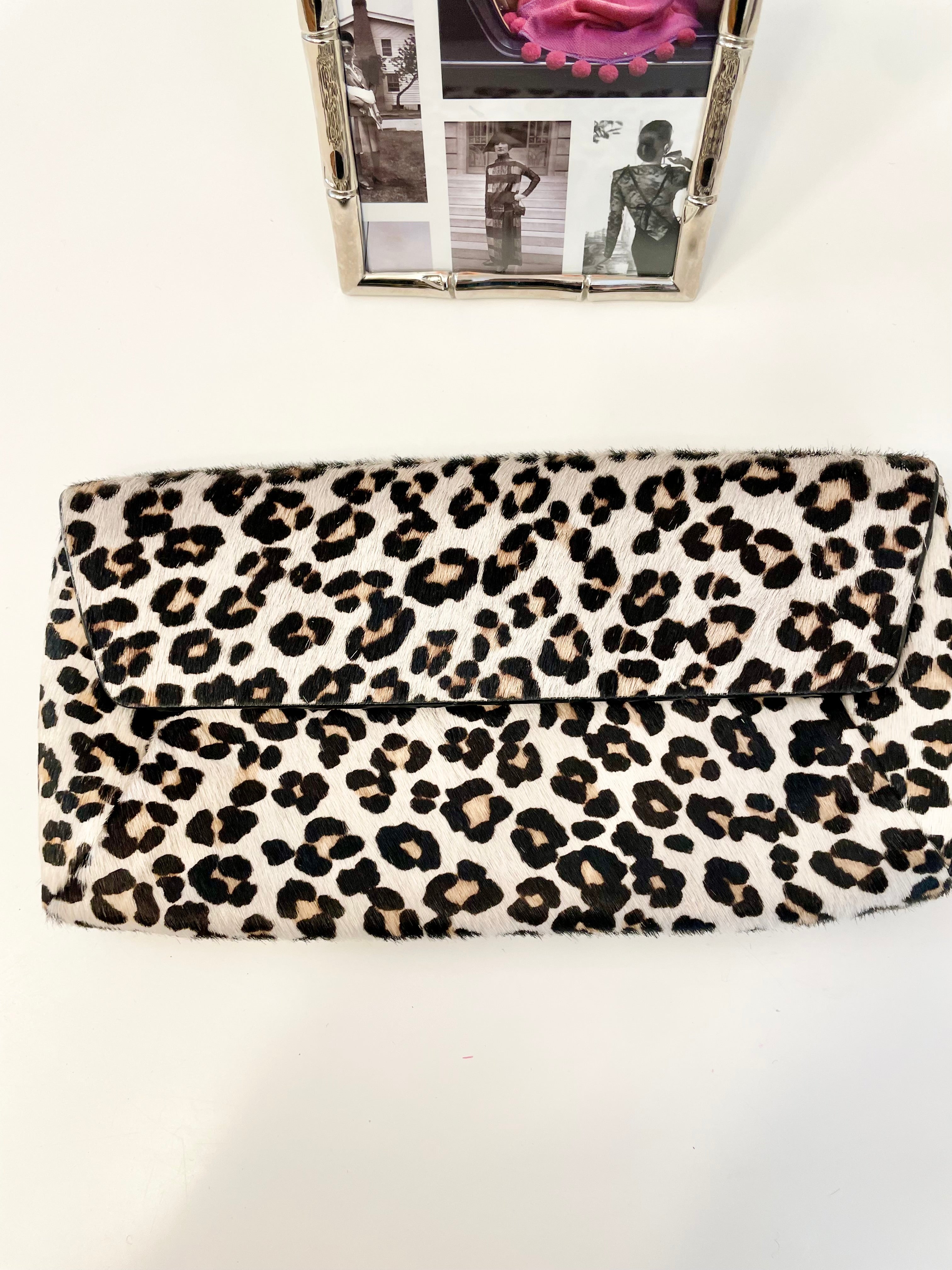 Vintage modern horse hair leopard print clutch bag... so classy