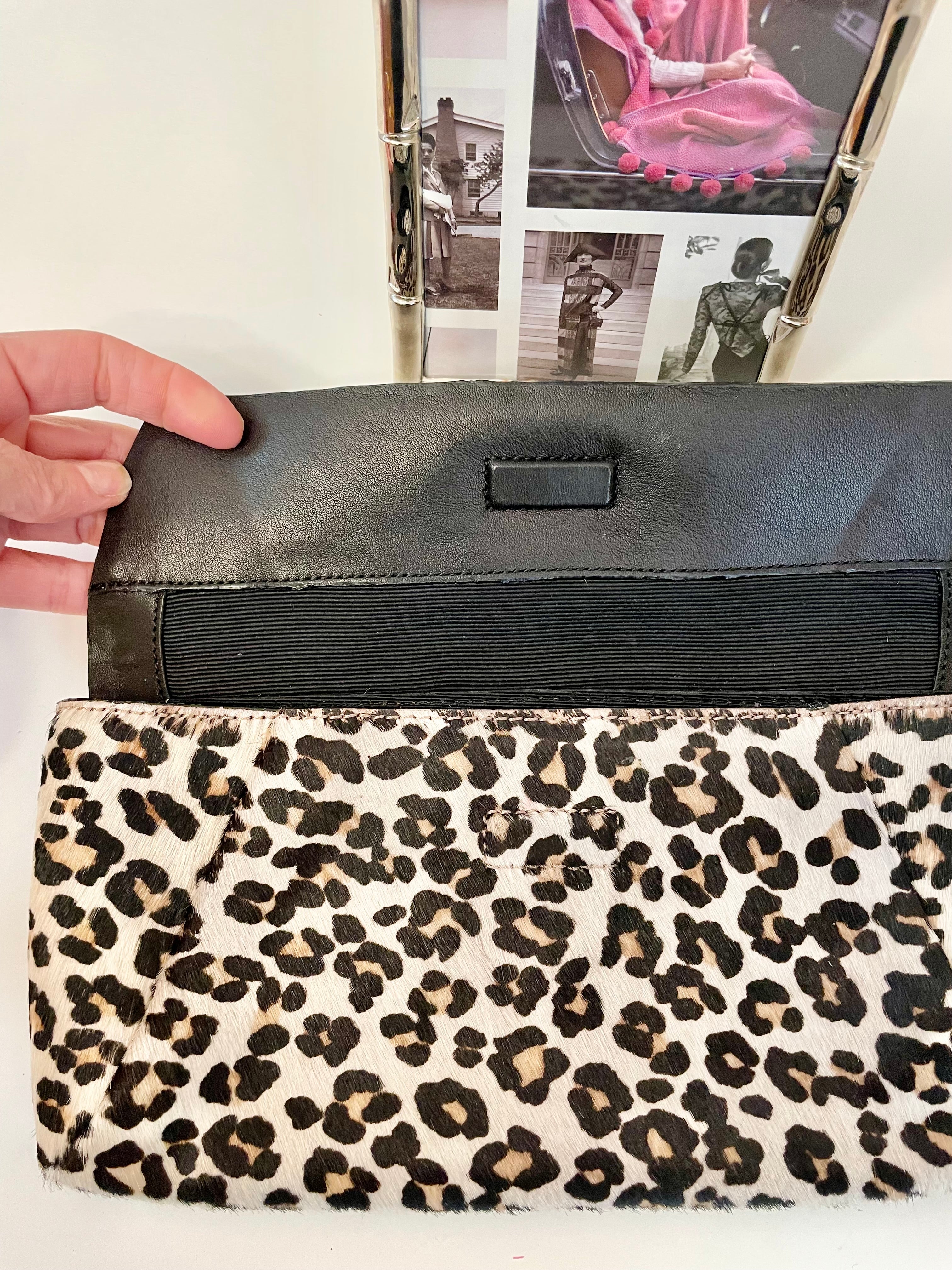 Vintage modern horse hair leopard print clutch bag... so classy