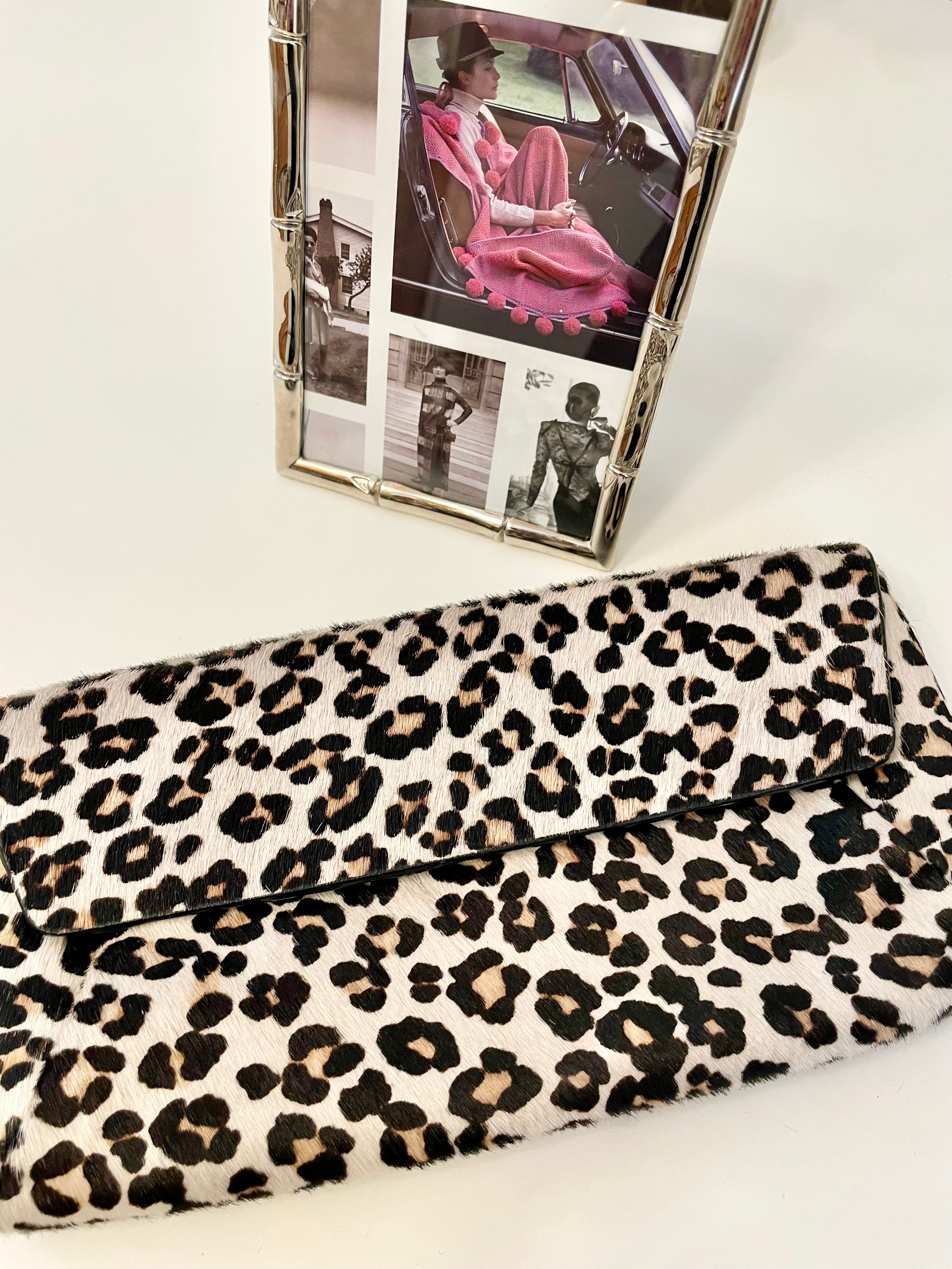 Vintage modern horse hair leopard print clutch bag... so classy