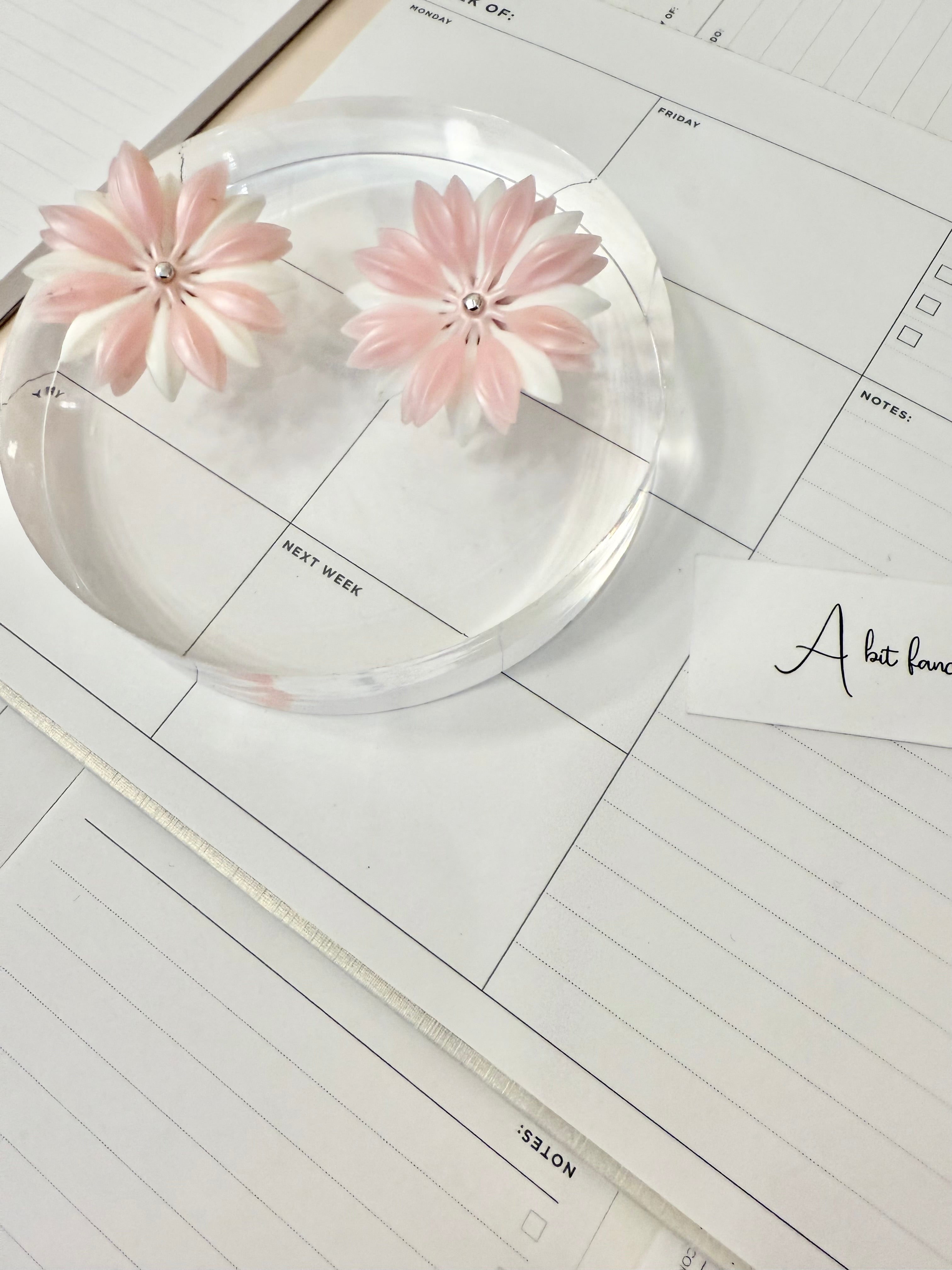 1960's Flirty gal soft pink flower earrings...so pretty!