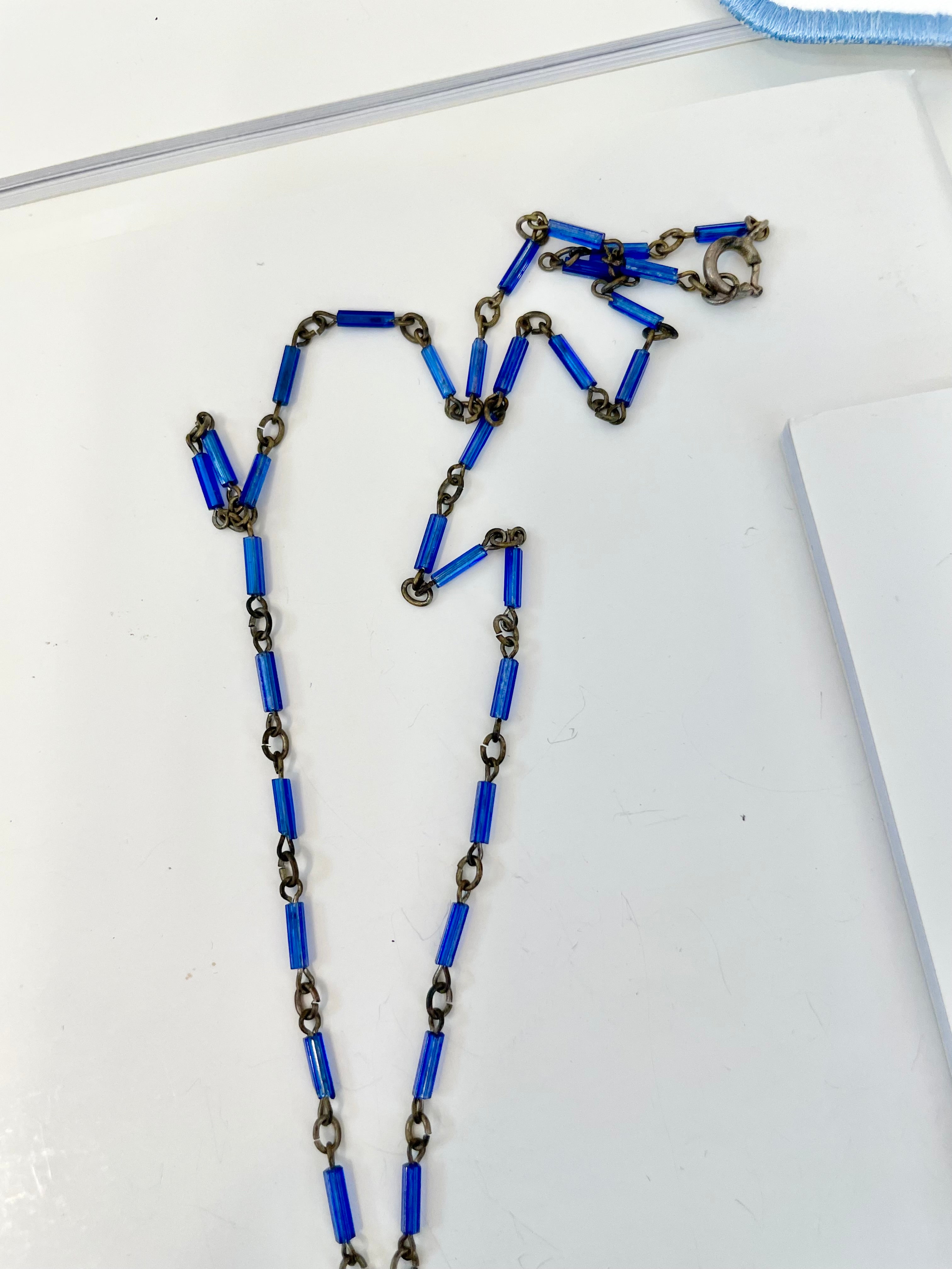 1930's stunning blue glass necklace...so elegant