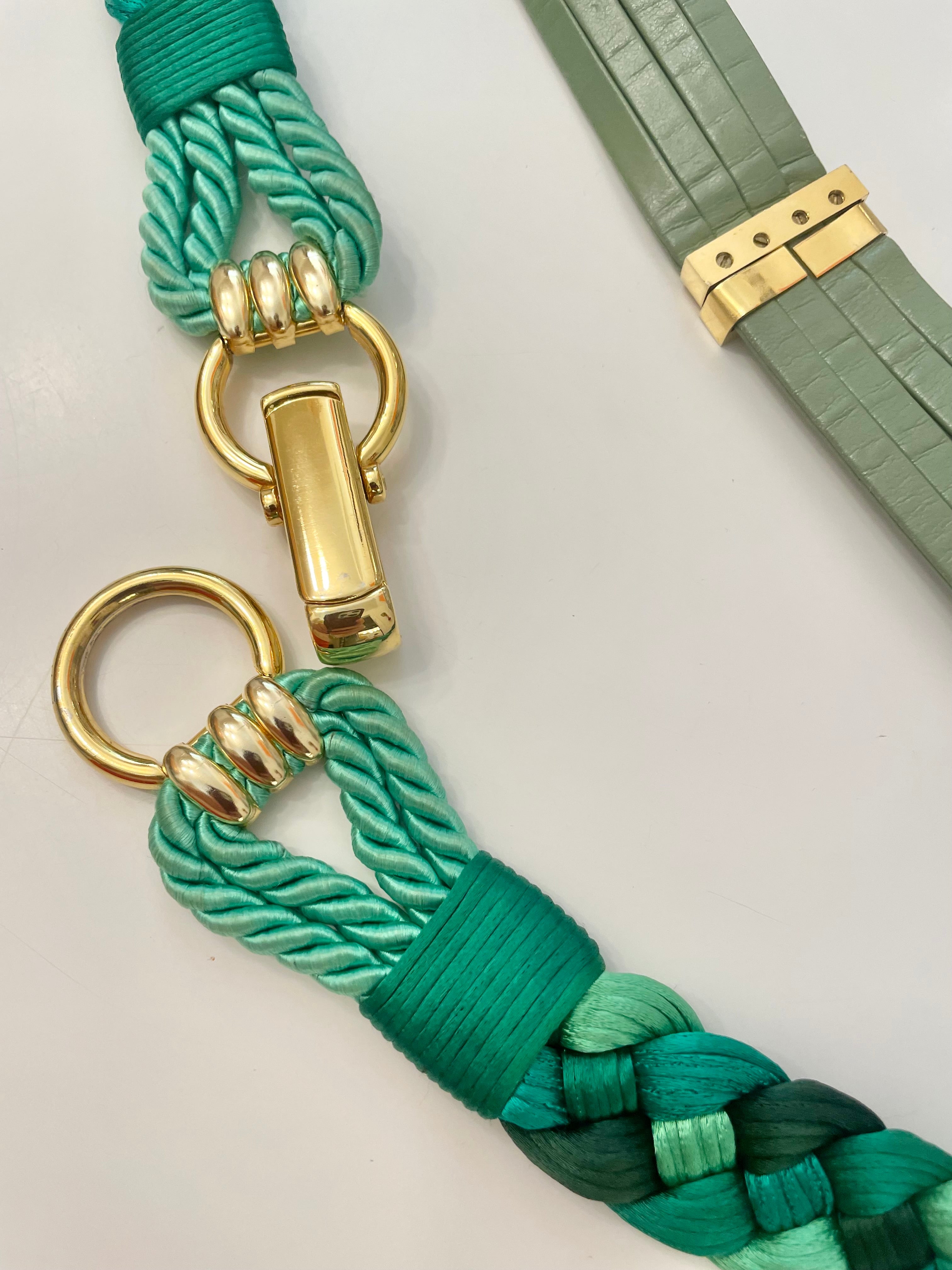 A truly special 1970's belt. I adore this green braided design... oh so chic.