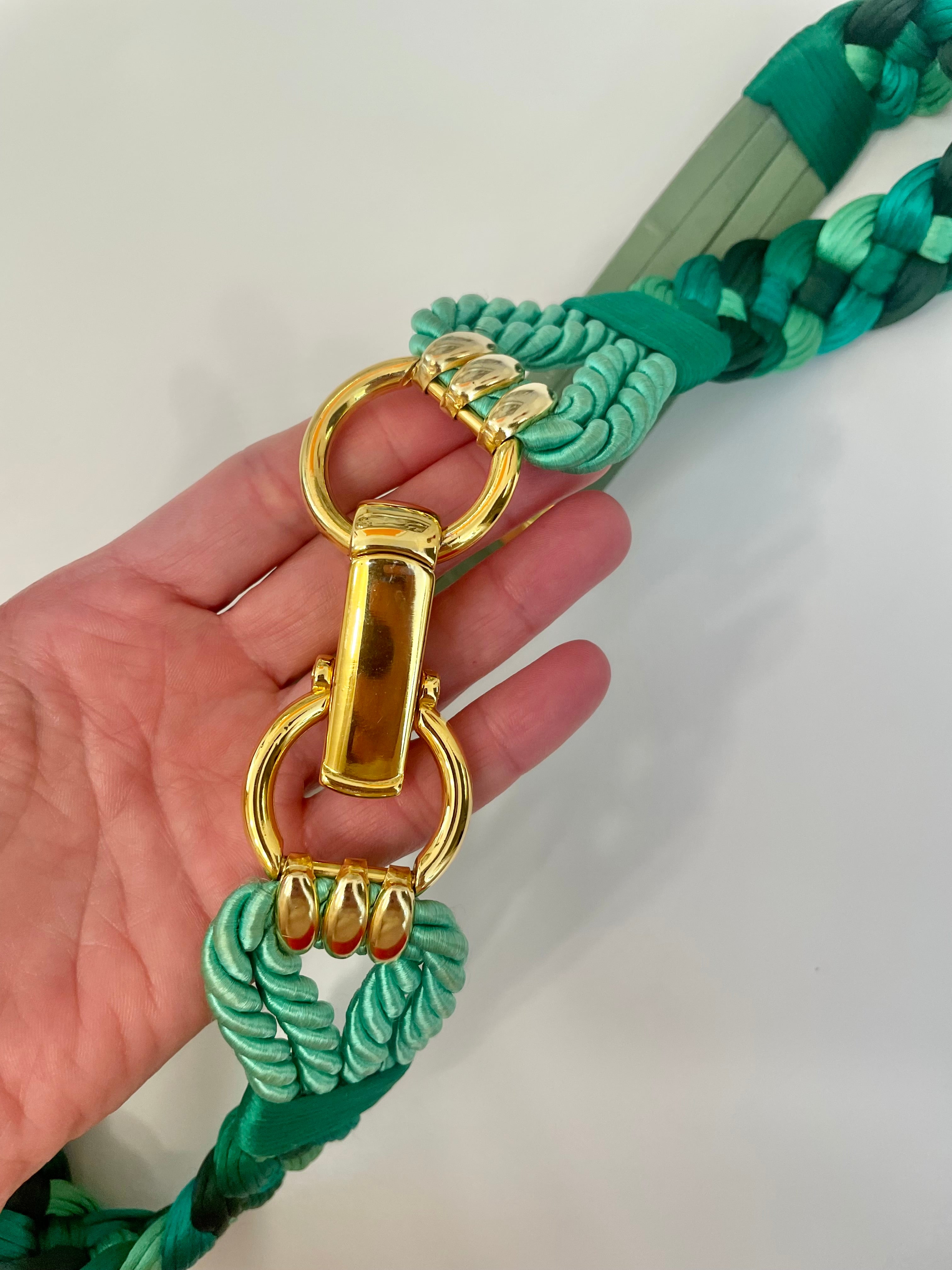 A truly special 1970's belt. I adore this green braided design... oh so chic.