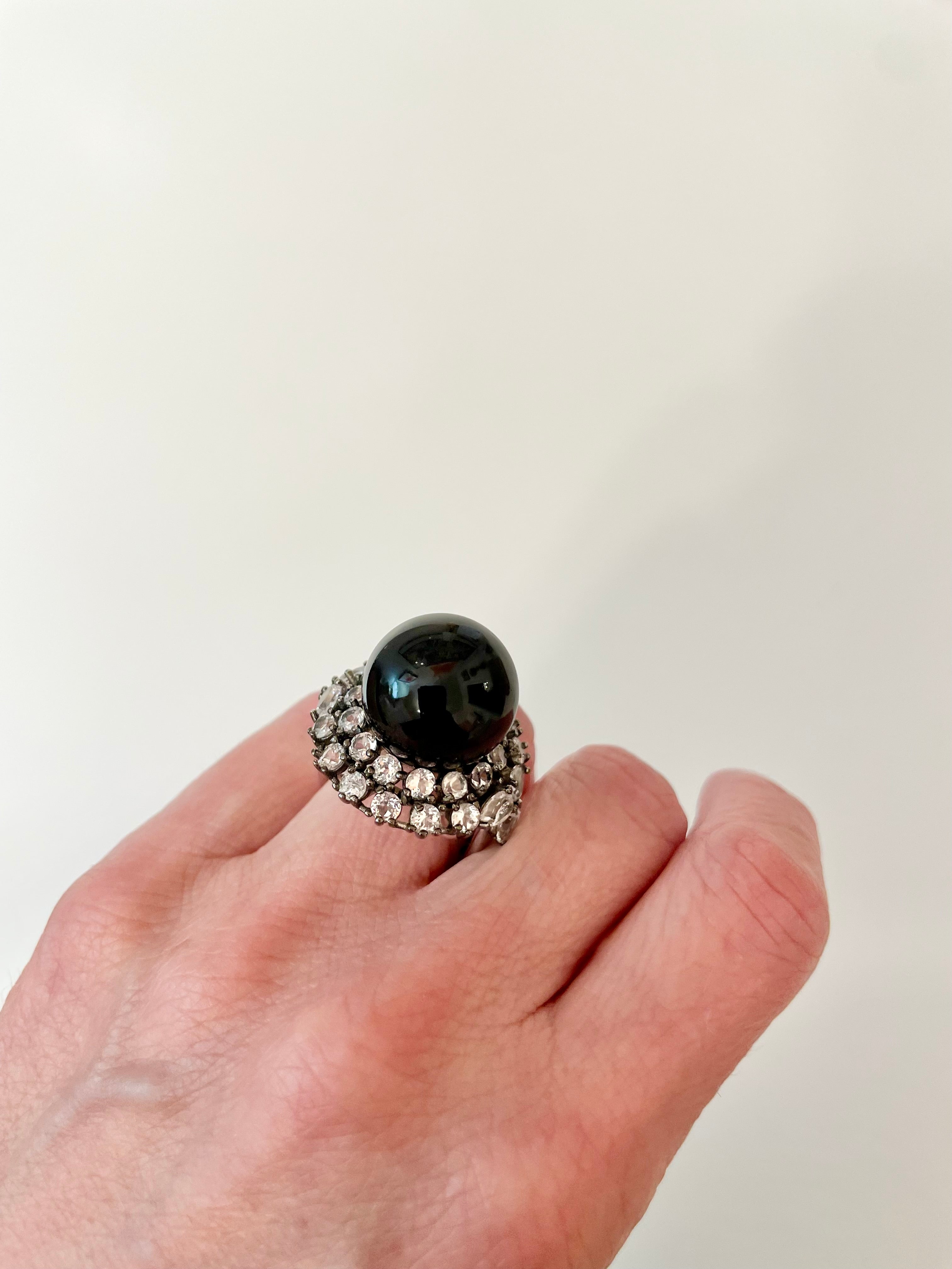 The most extraordinary faux onyx cocktail ring..... so chic