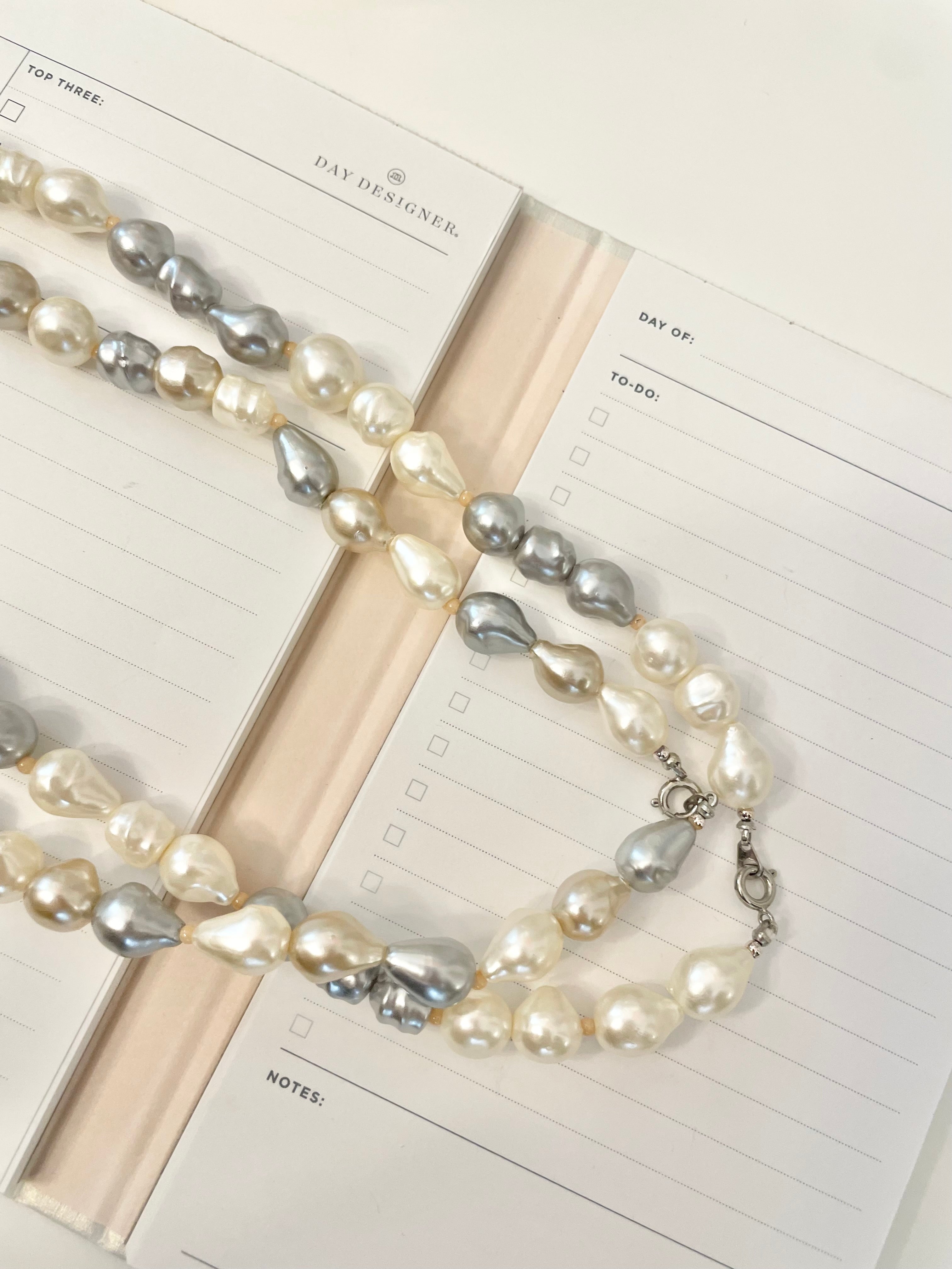 Lovely faux opera length pearls... so chic