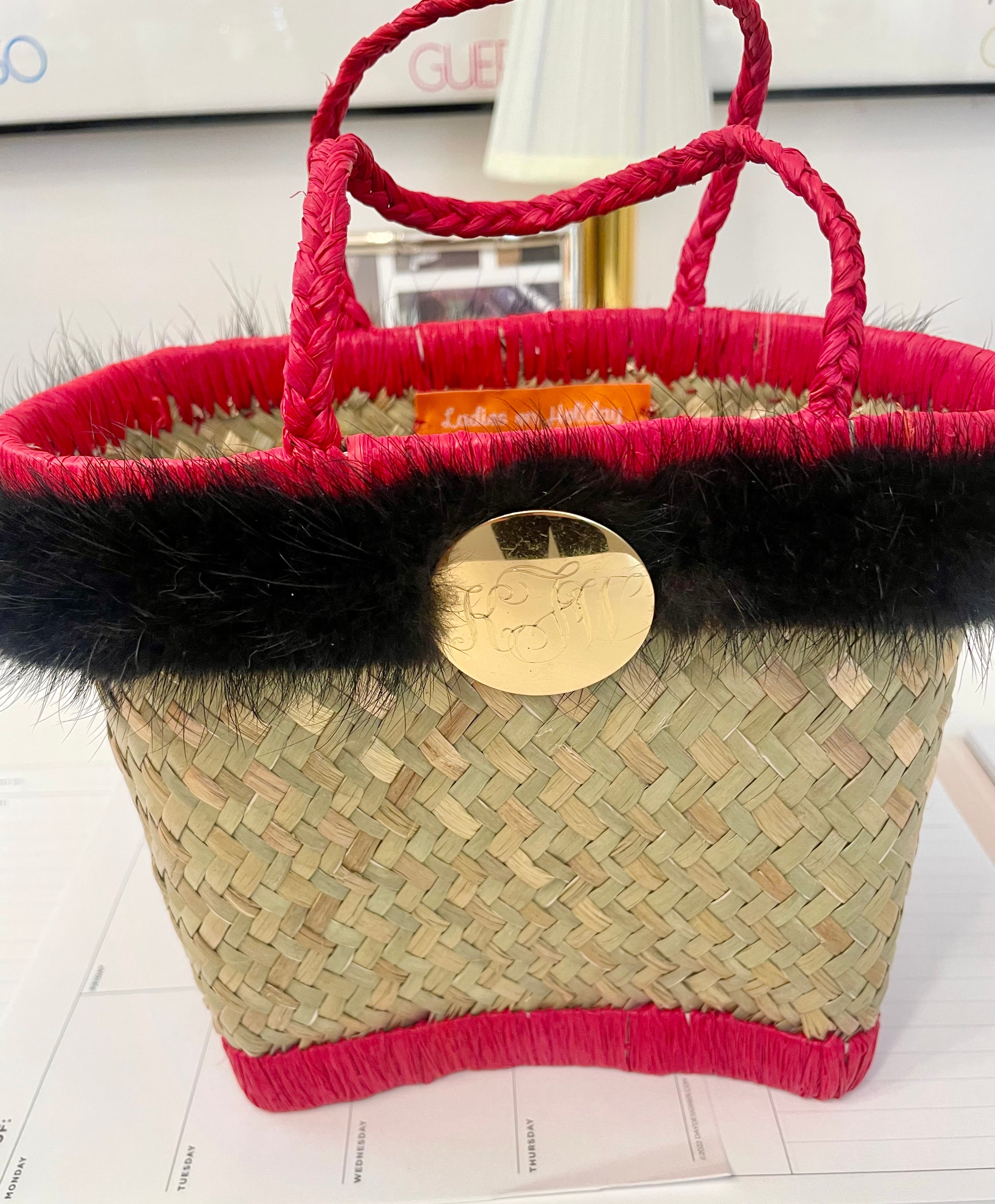 The most divine fox fur trim basket bag.... so preppy